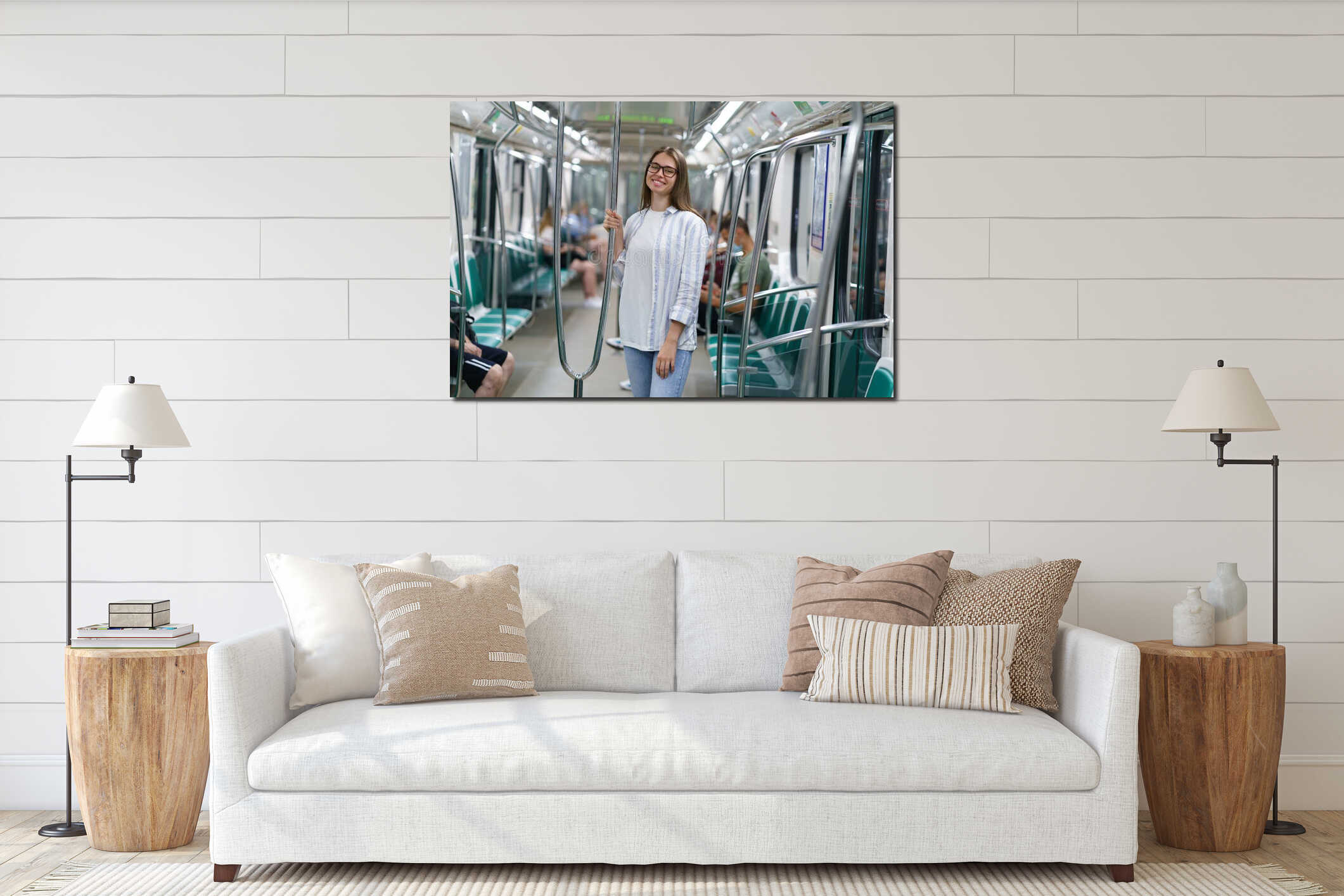 Canvas hanging interior mockup