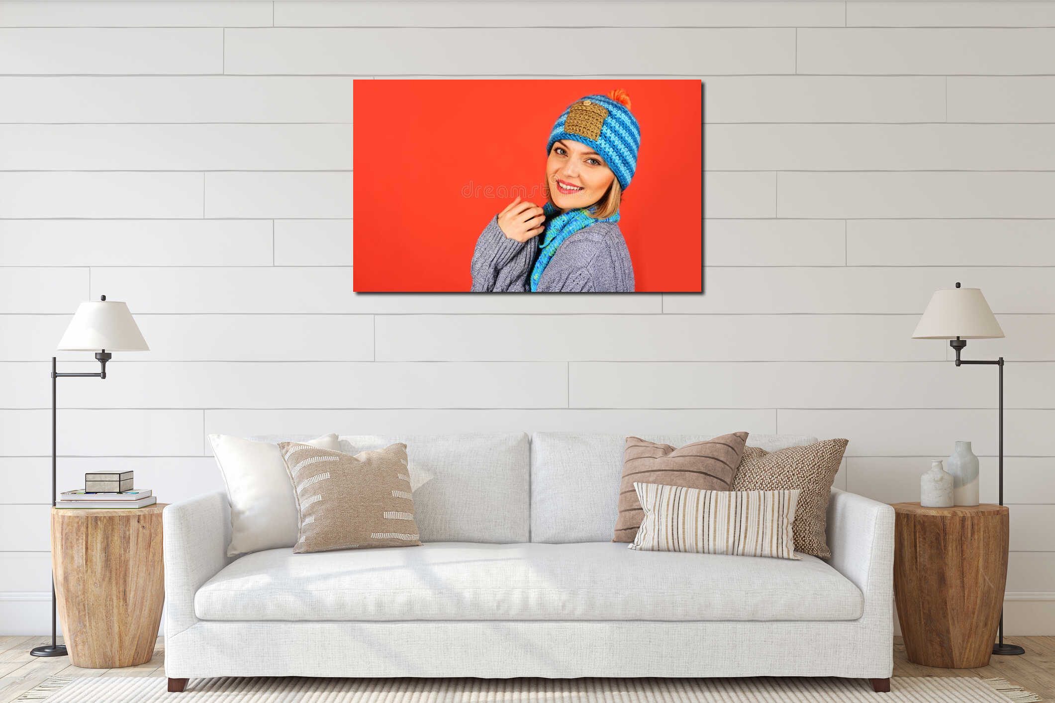 Canvas hanging interior mockup