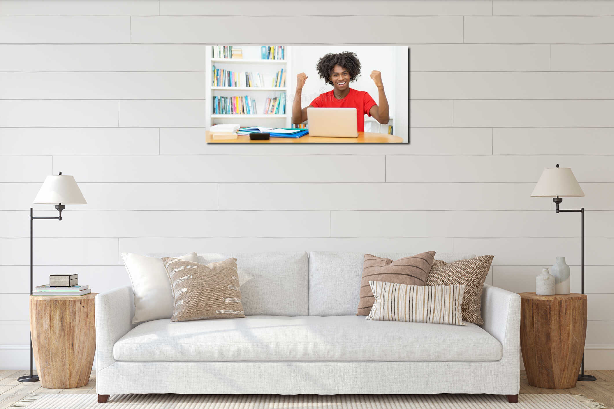 Canvas hanging interior mockup