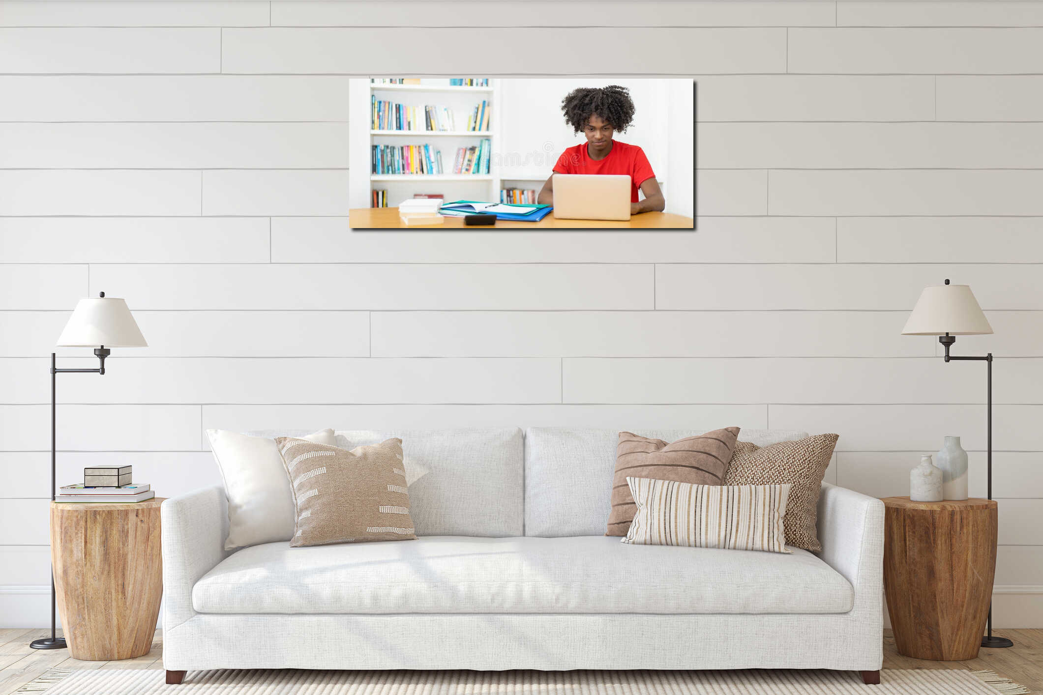 Canvas hanging interior mockup