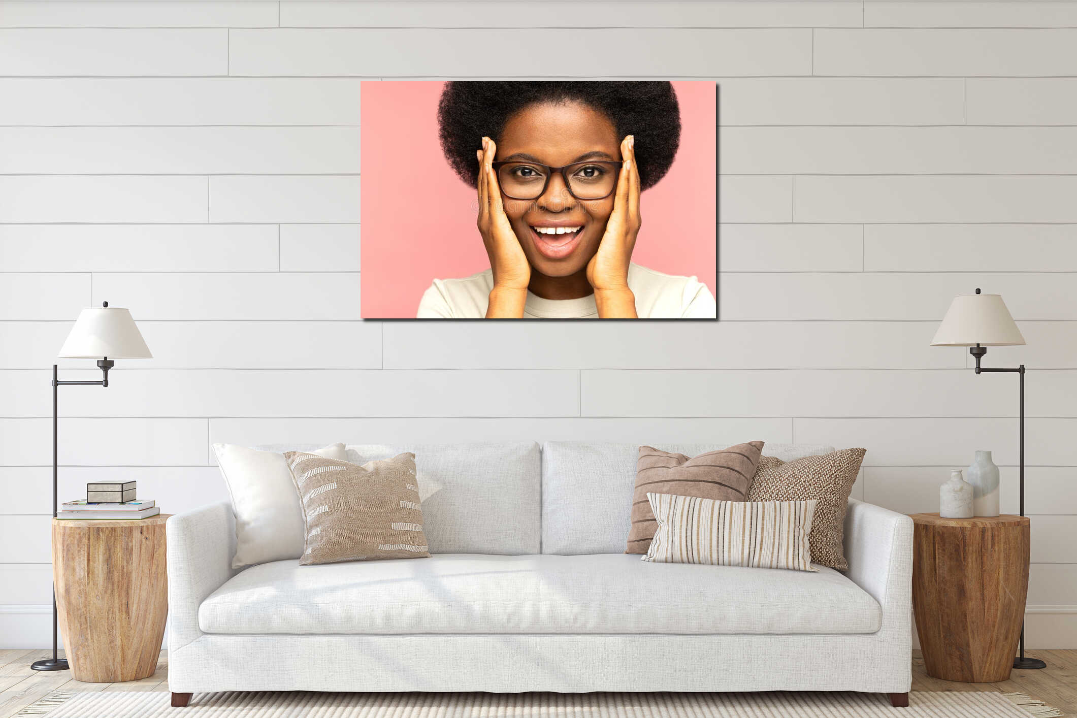 Canvas hanging interior mockup