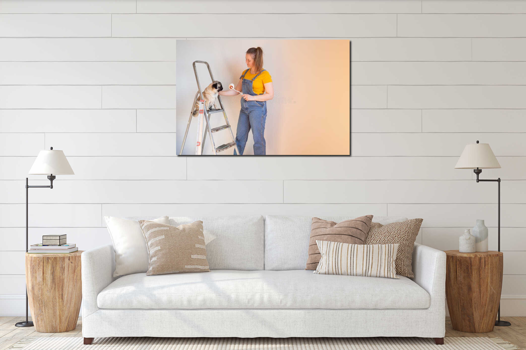 Canvas hanging interior mockup