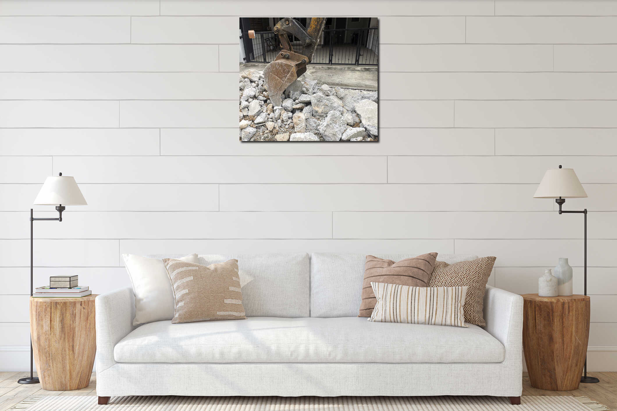 Canvas hanging interior mockup