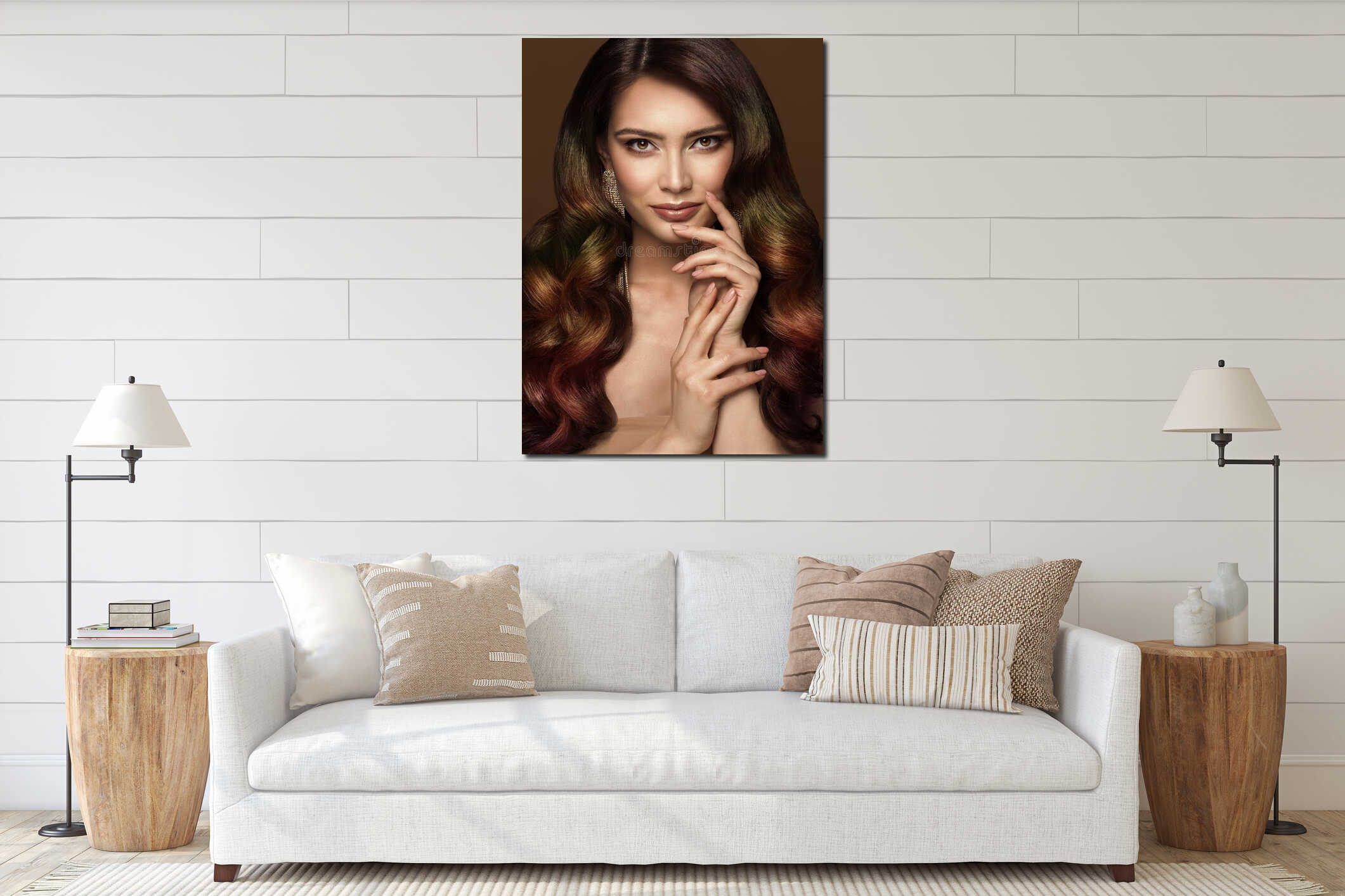 Canvas hanging interior mockup