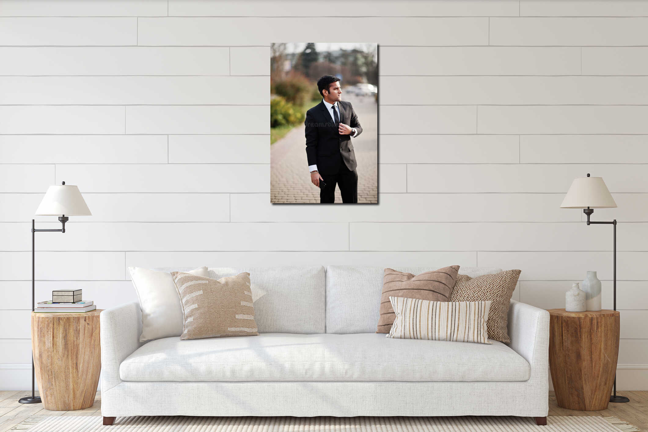 Canvas hanging interior mockup
