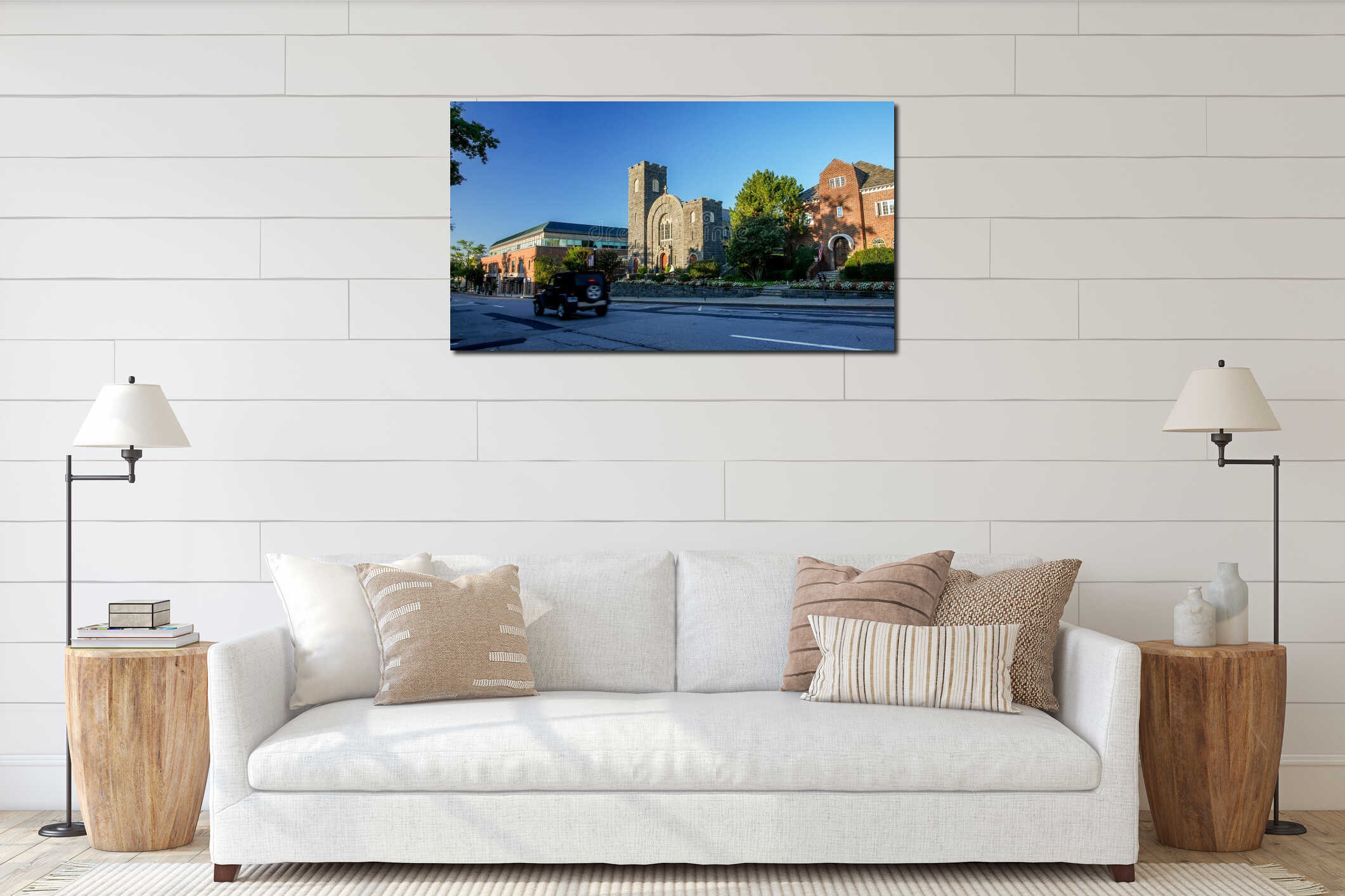 Canvas hanging interior mockup