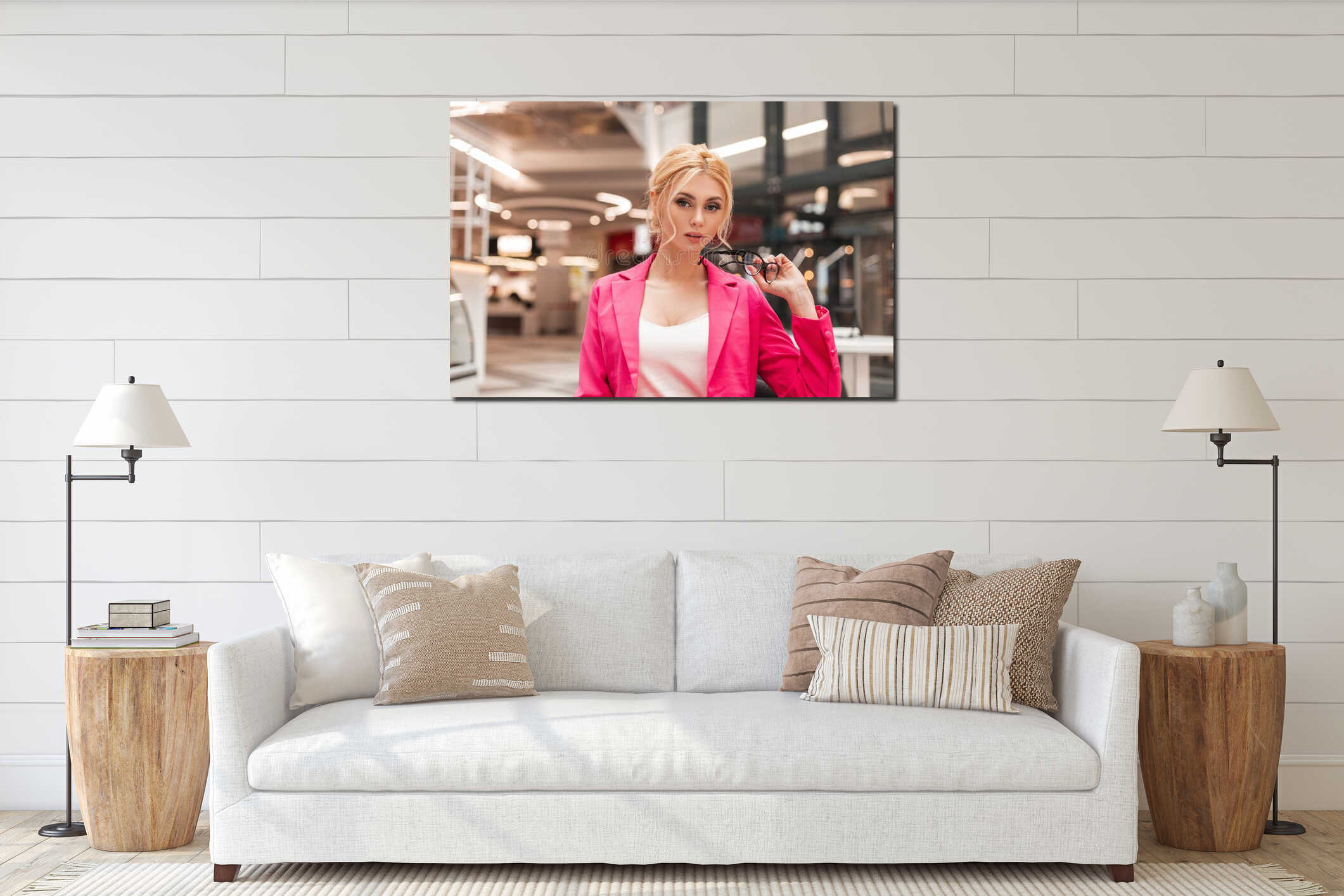 Canvas hanging interior mockup
