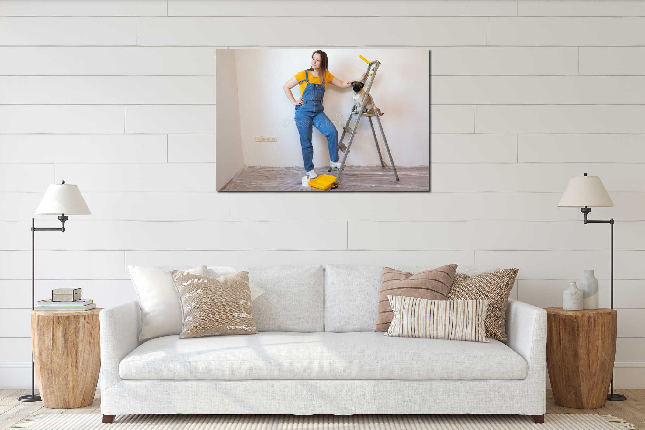 Canvas hanging interior mockup