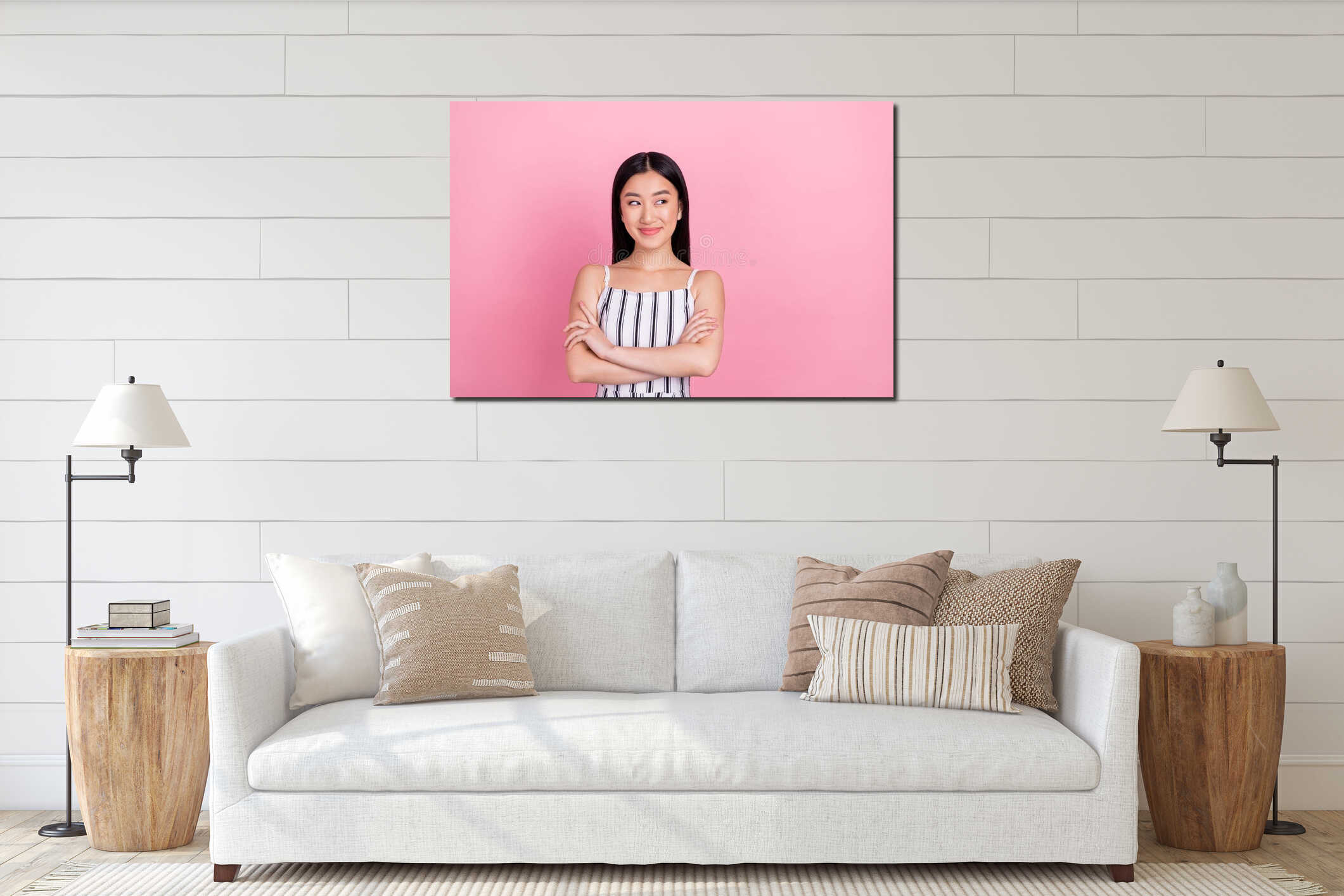 Canvas hanging interior mockup