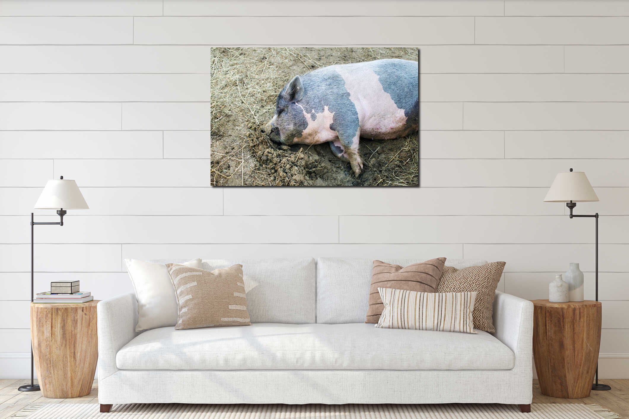 Canvas hanging interior mockup