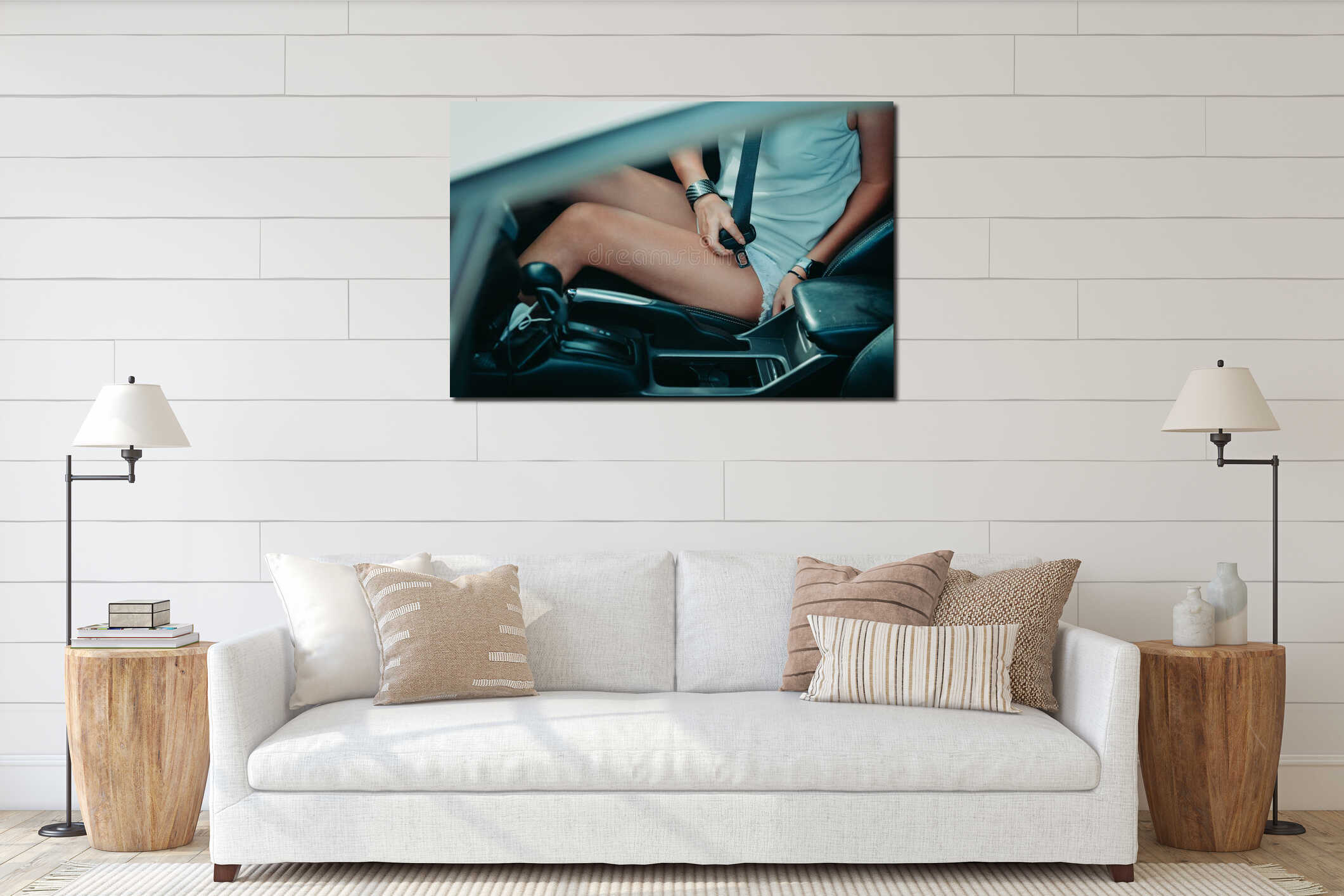 Canvas hanging interior mockup