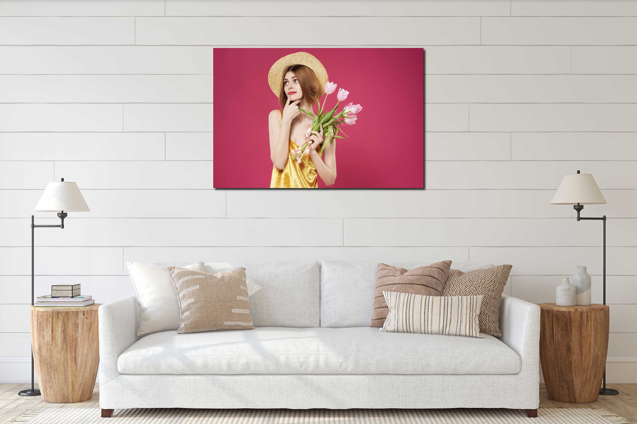 Canvas hanging interior mockup