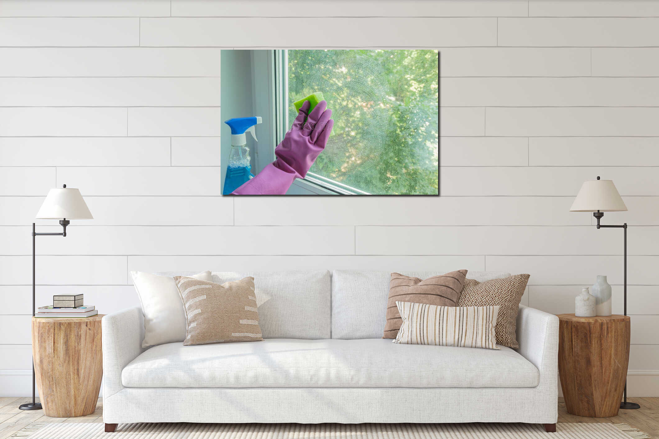 Canvas hanging interior mockup