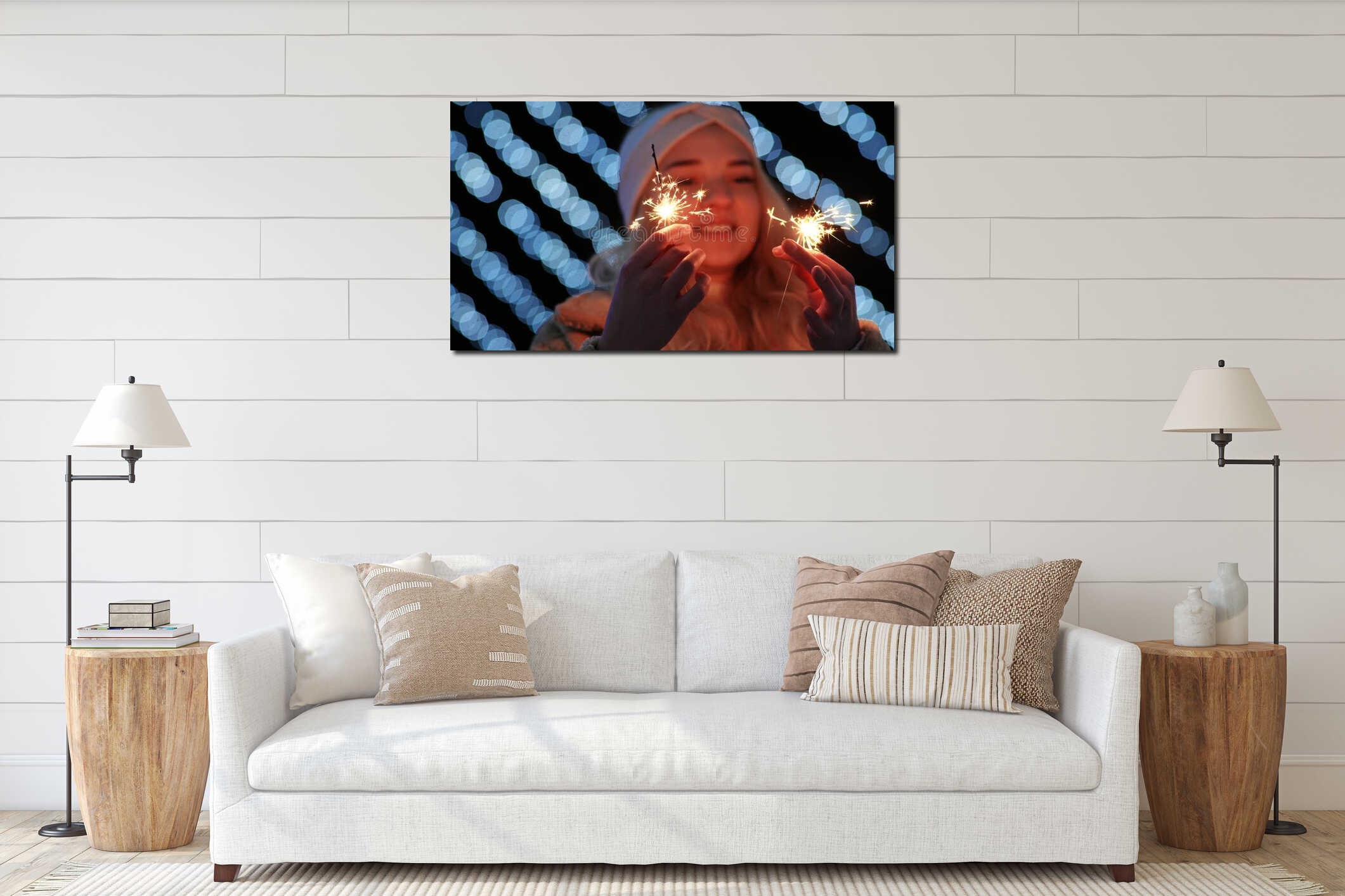 Canvas hanging interior mockup