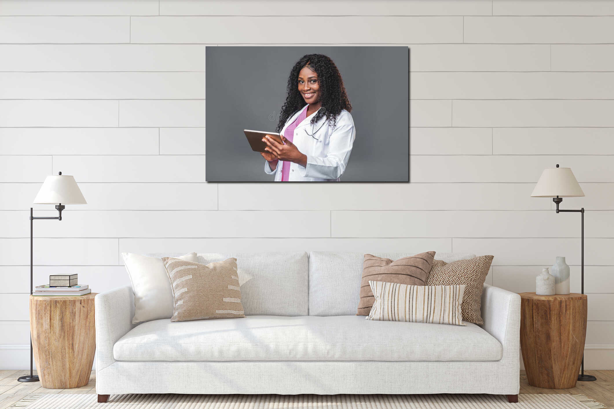 Canvas hanging interior mockup