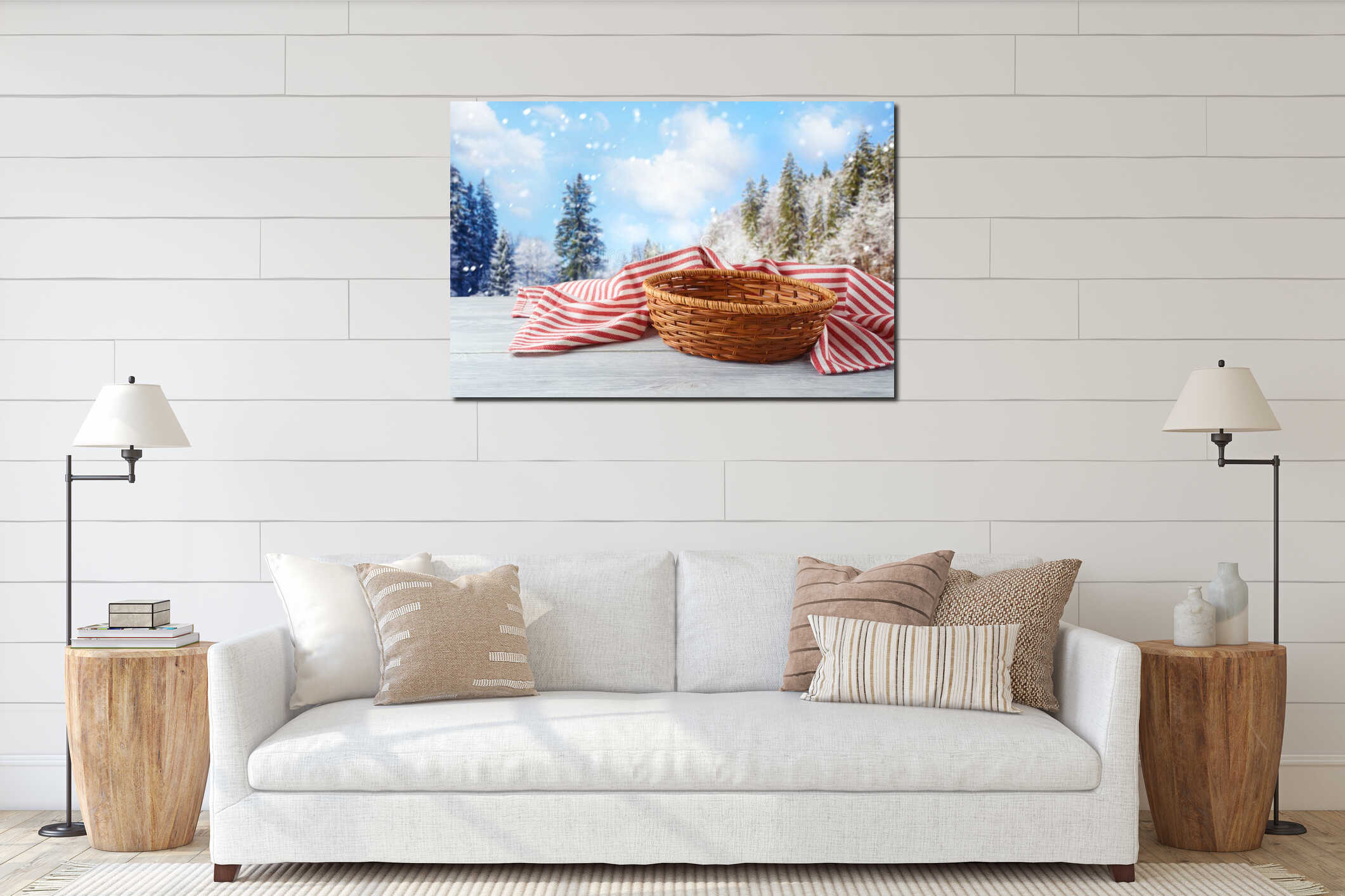 Canvas hanging interior mockup