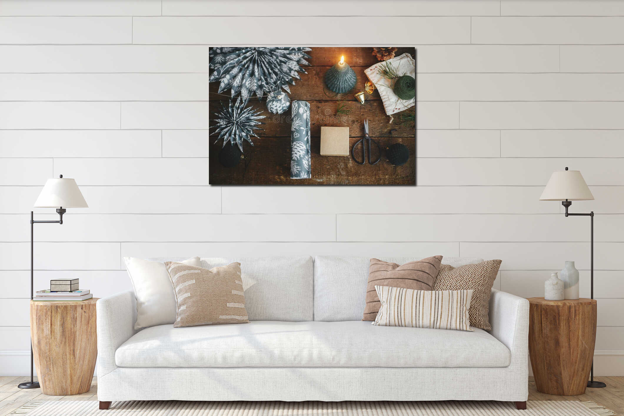 Canvas hanging interior mockup