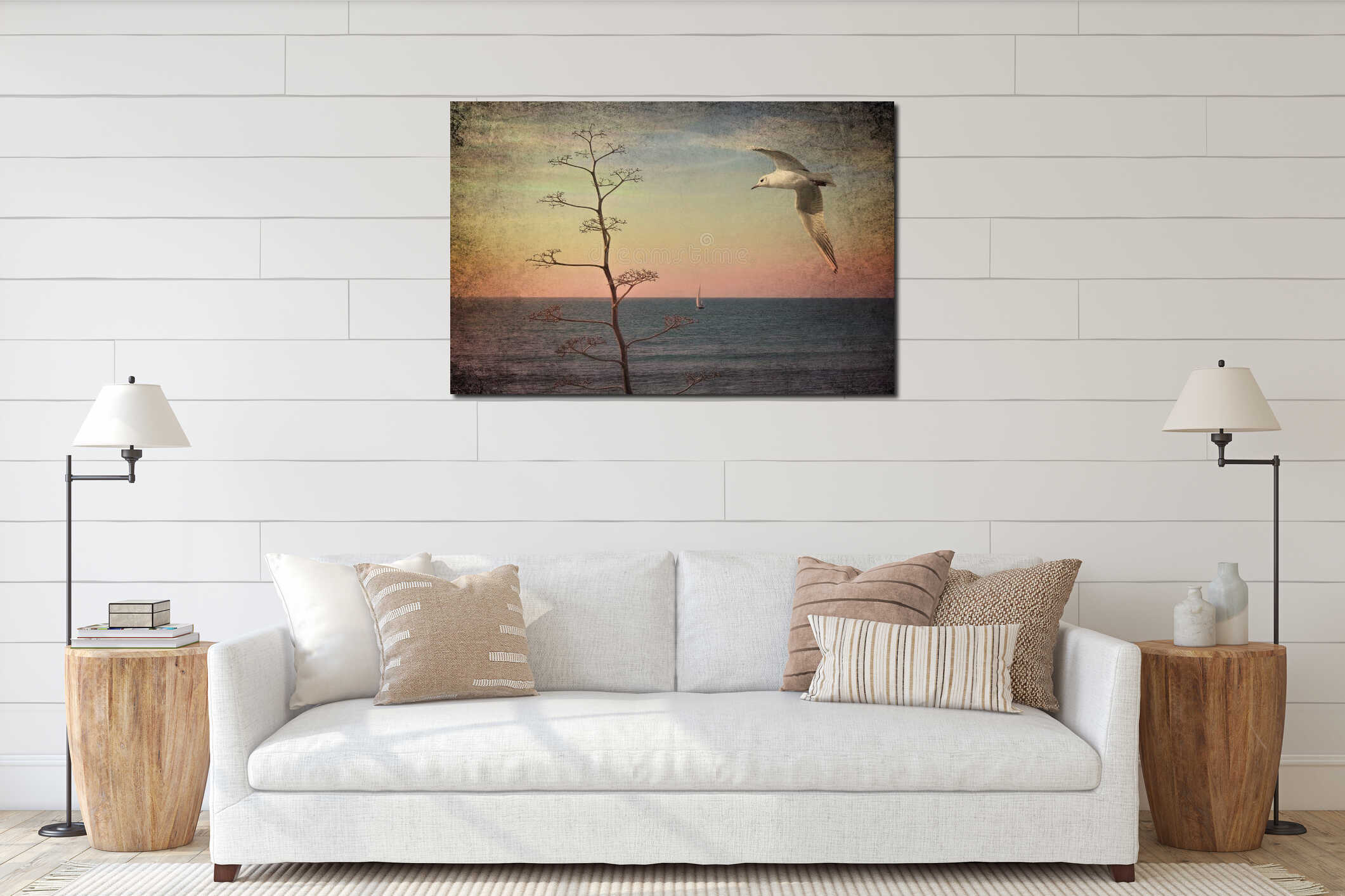 Canvas hanging interior mockup