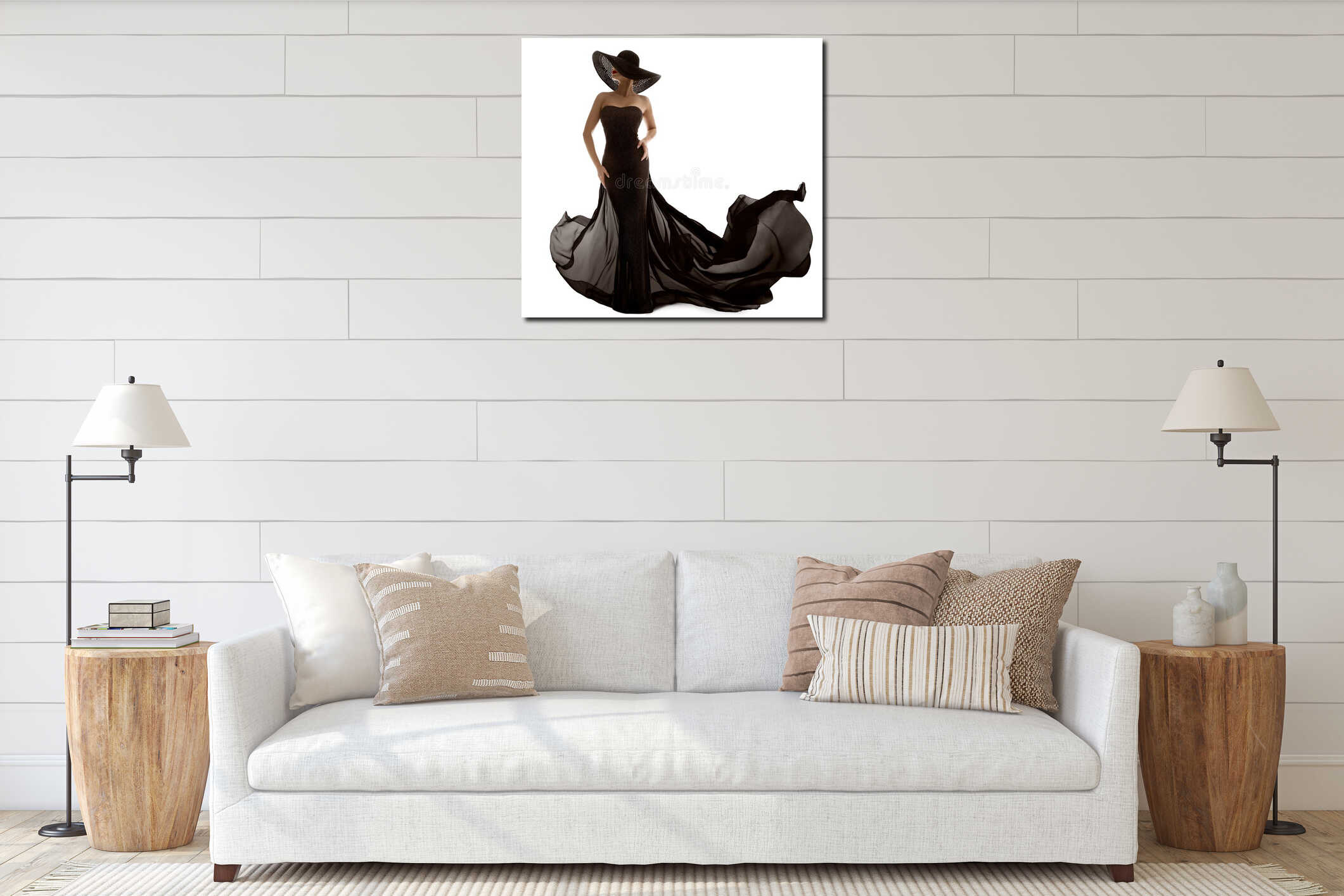 Canvas hanging interior mockup