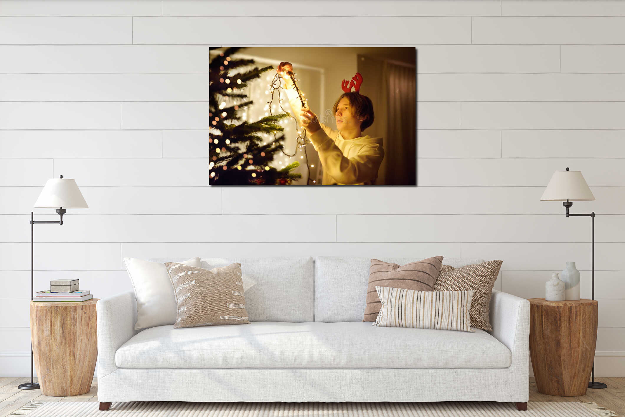Canvas hanging interior mockup