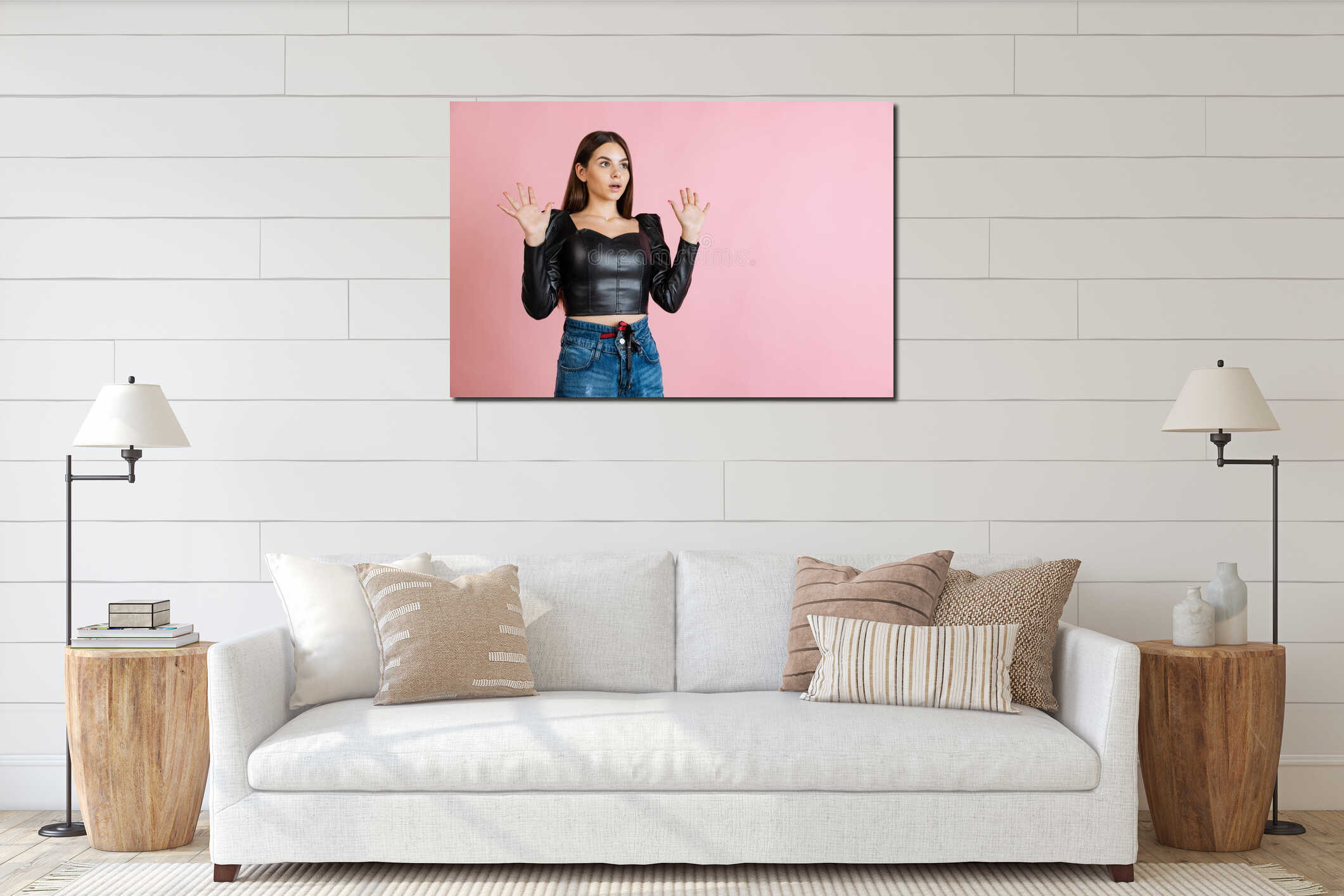 Canvas hanging interior mockup