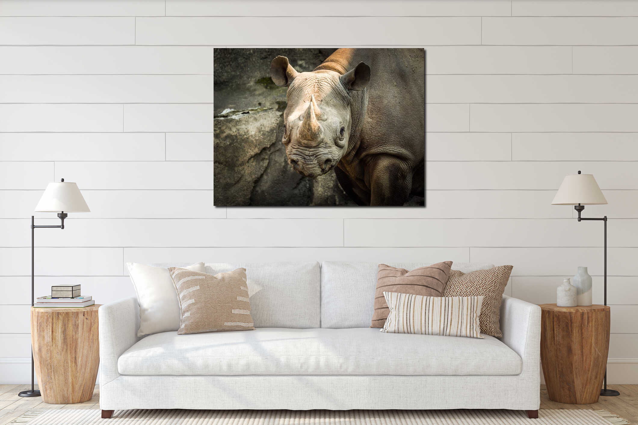 Canvas hanging interior mockup