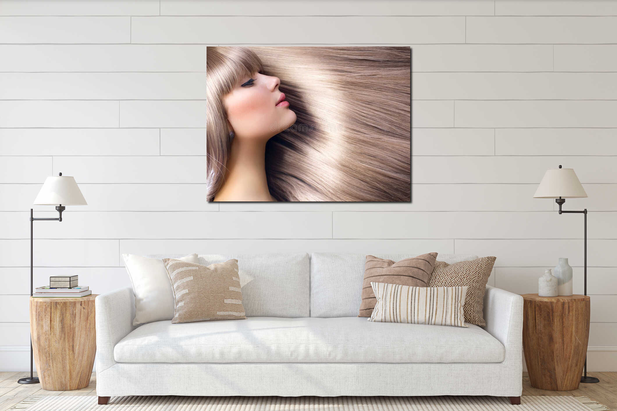 Canvas hanging interior mockup