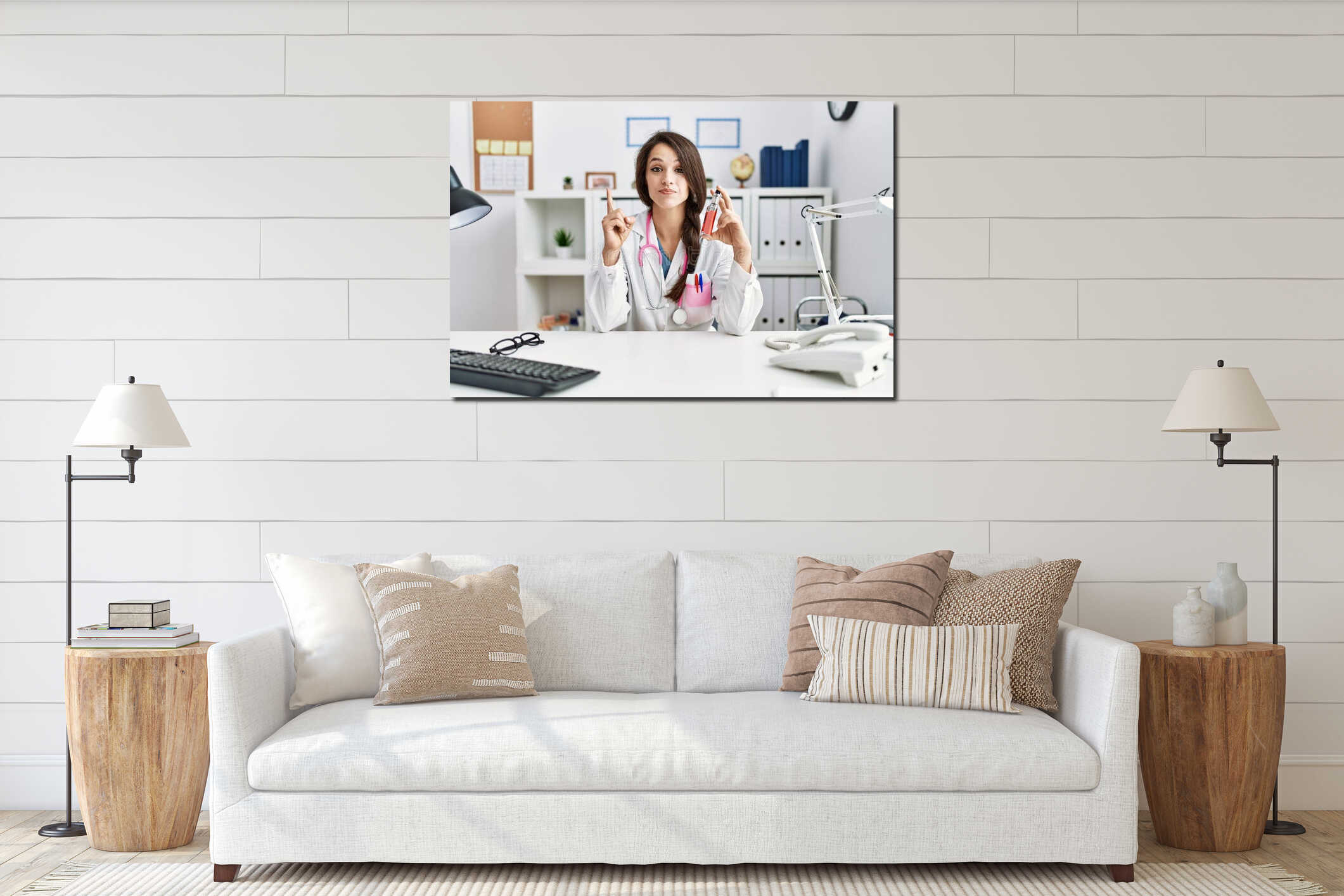Canvas hanging interior mockup