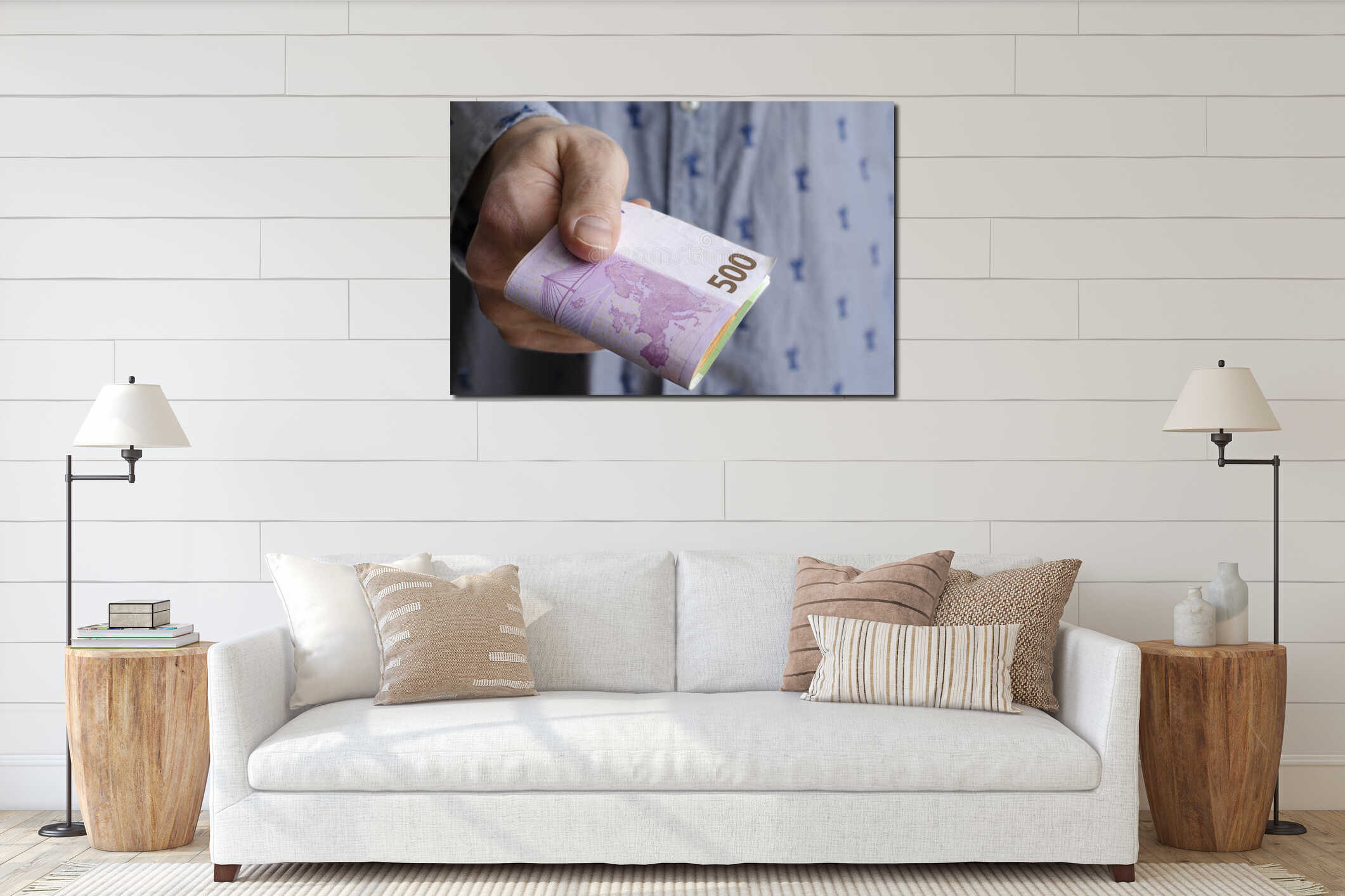 Canvas hanging interior mockup