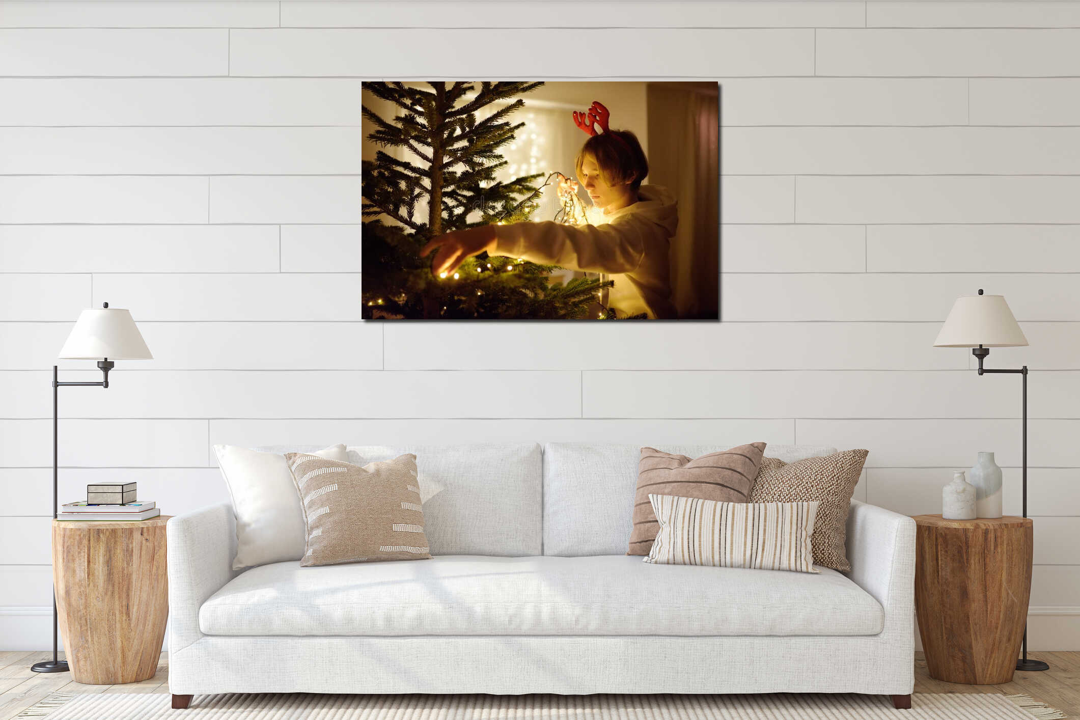 Canvas hanging interior mockup