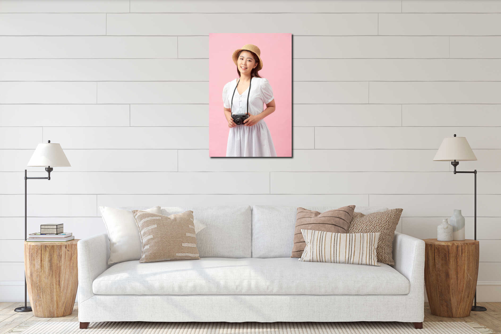 Canvas hanging interior mockup