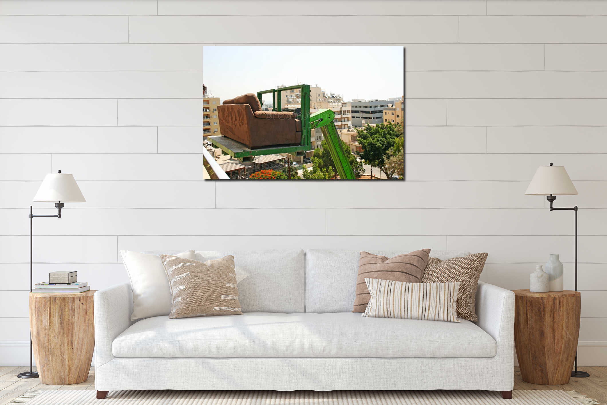 Canvas hanging interior mockup