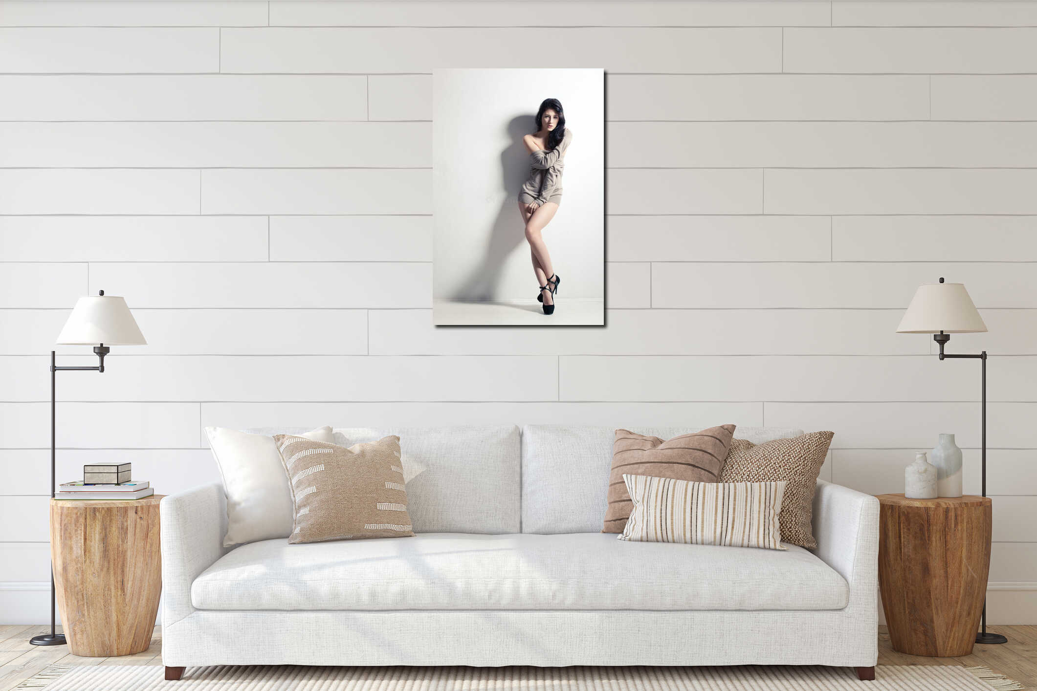 Canvas hanging interior mockup