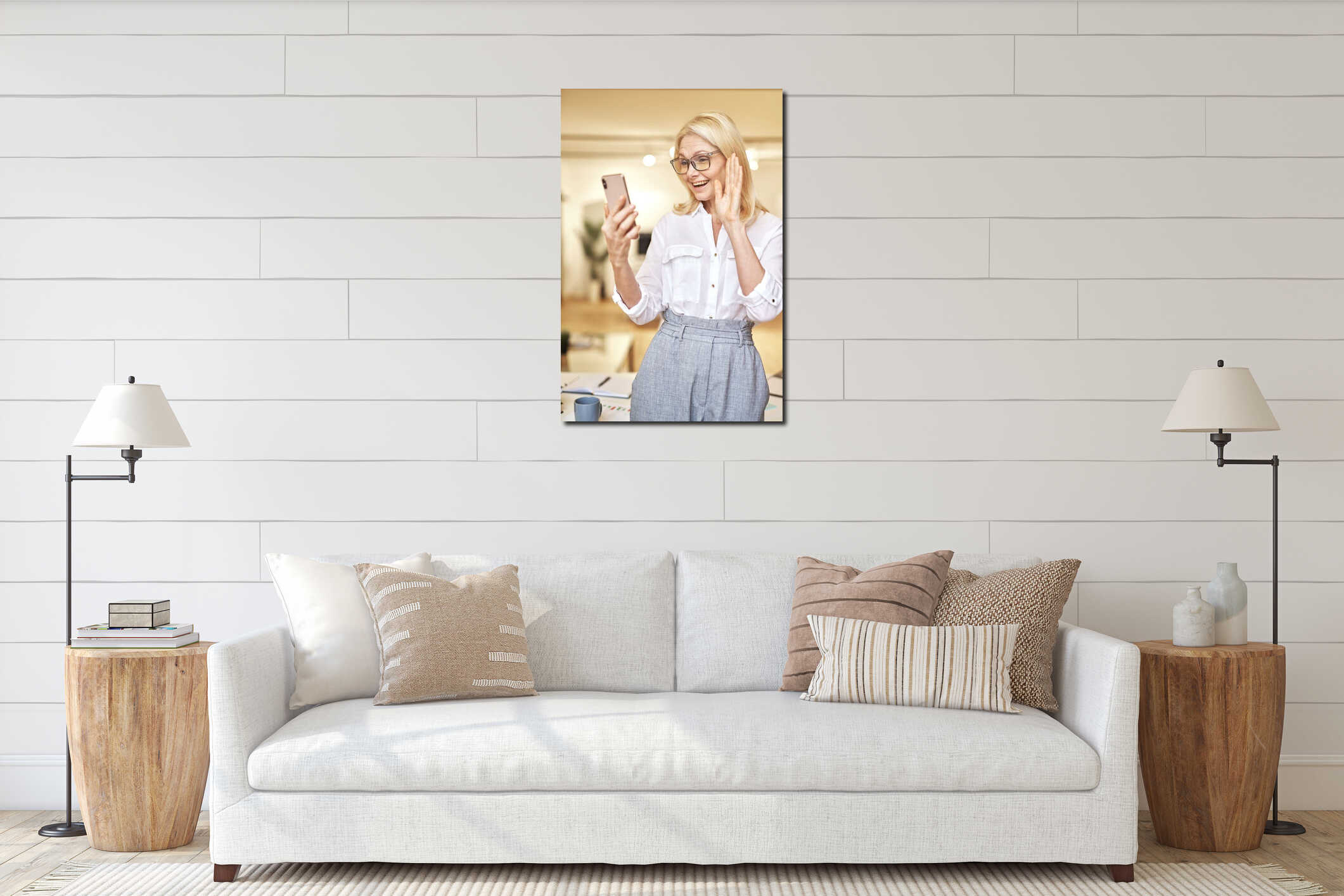 Canvas hanging interior mockup