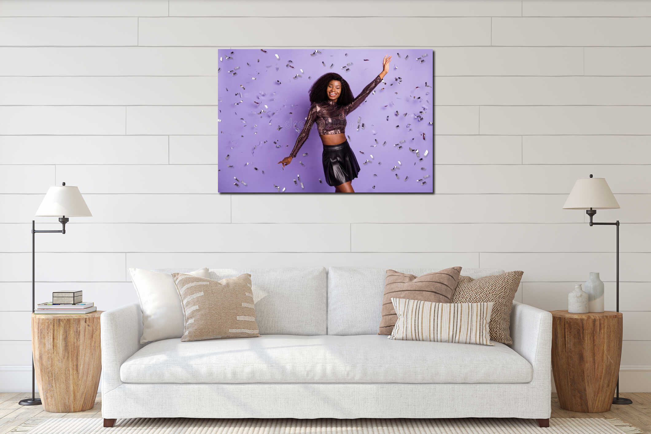 Canvas hanging interior mockup