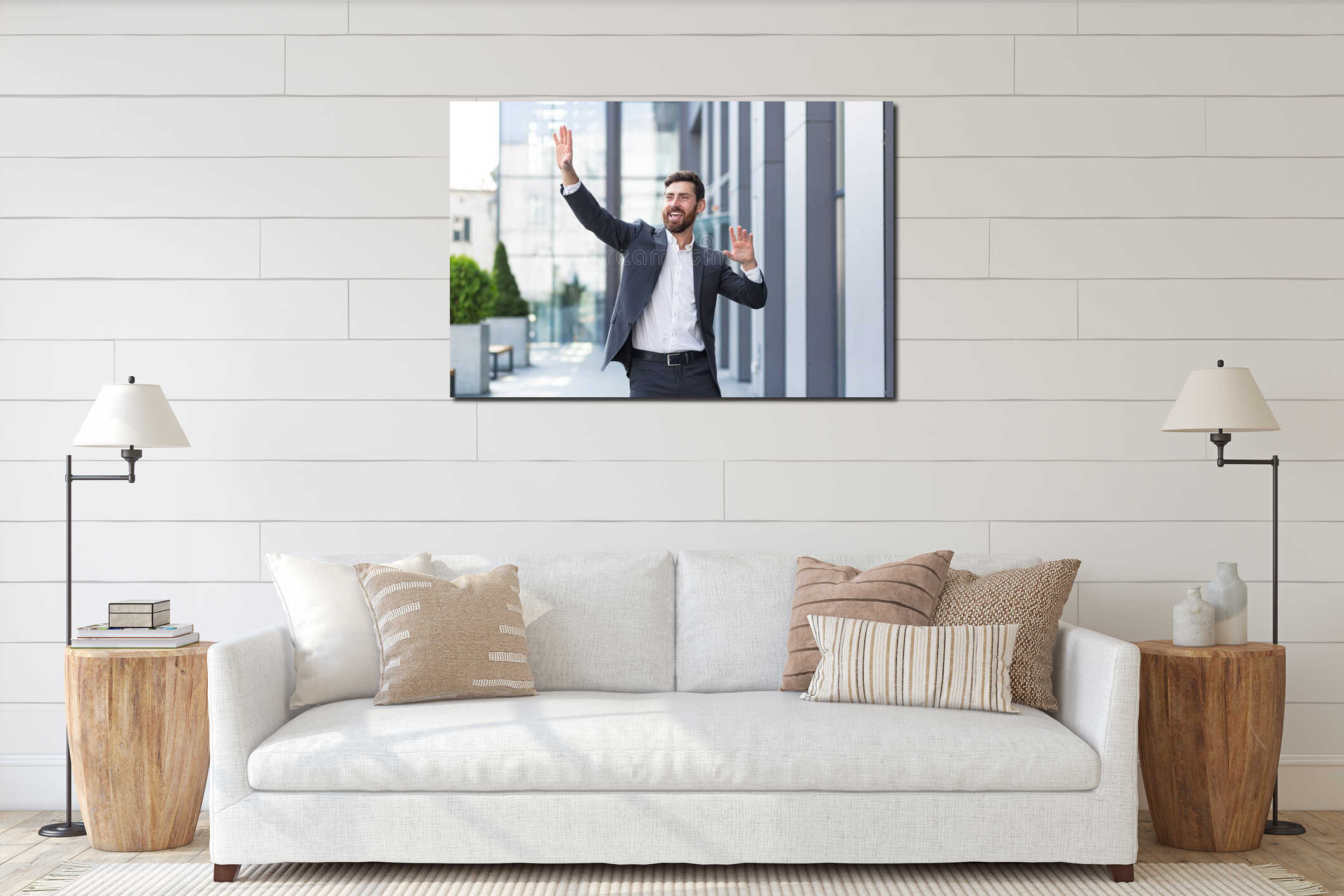 Canvas hanging interior mockup