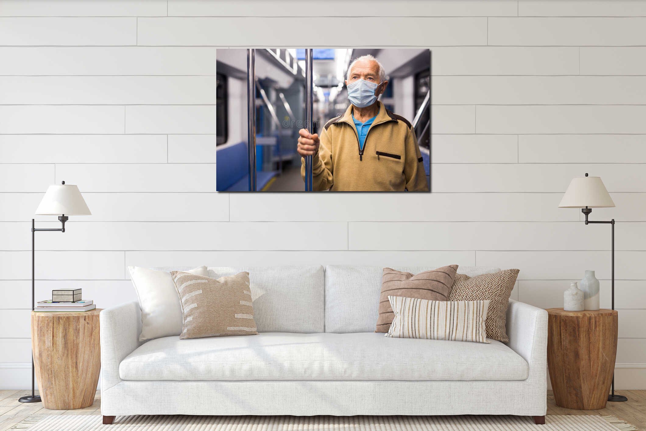Canvas hanging interior mockup