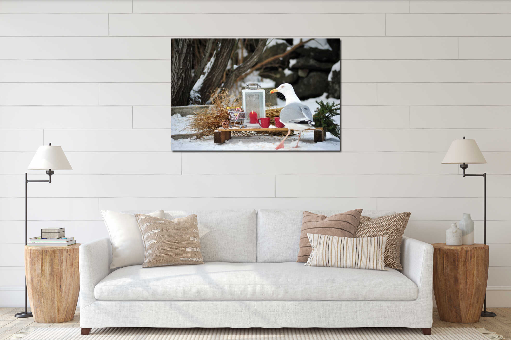 Canvas hanging interior mockup