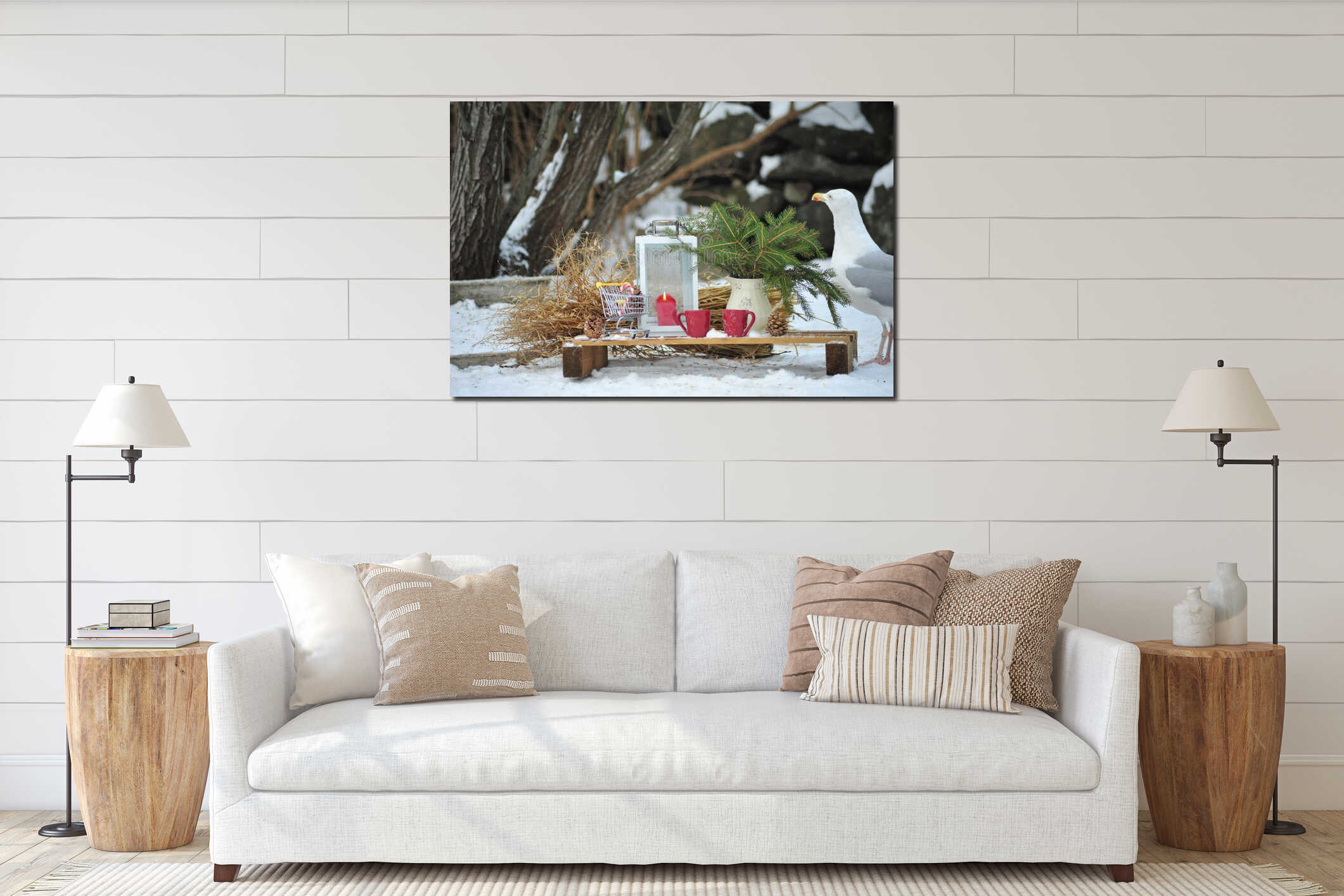 Canvas hanging interior mockup