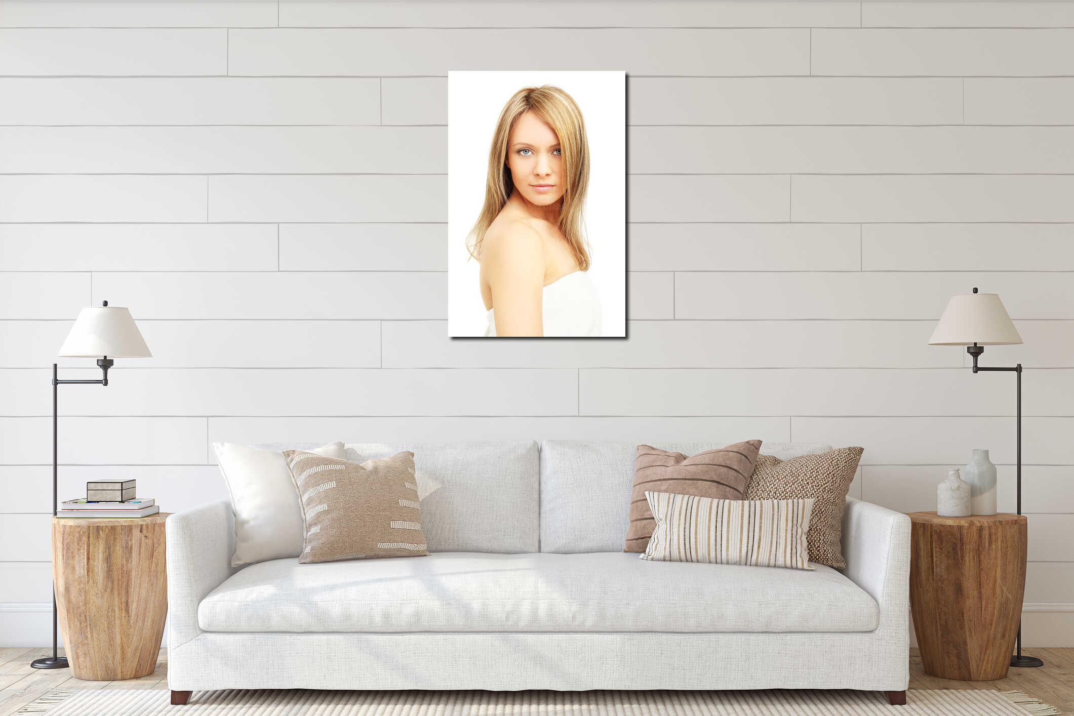 Canvas hanging interior mockup