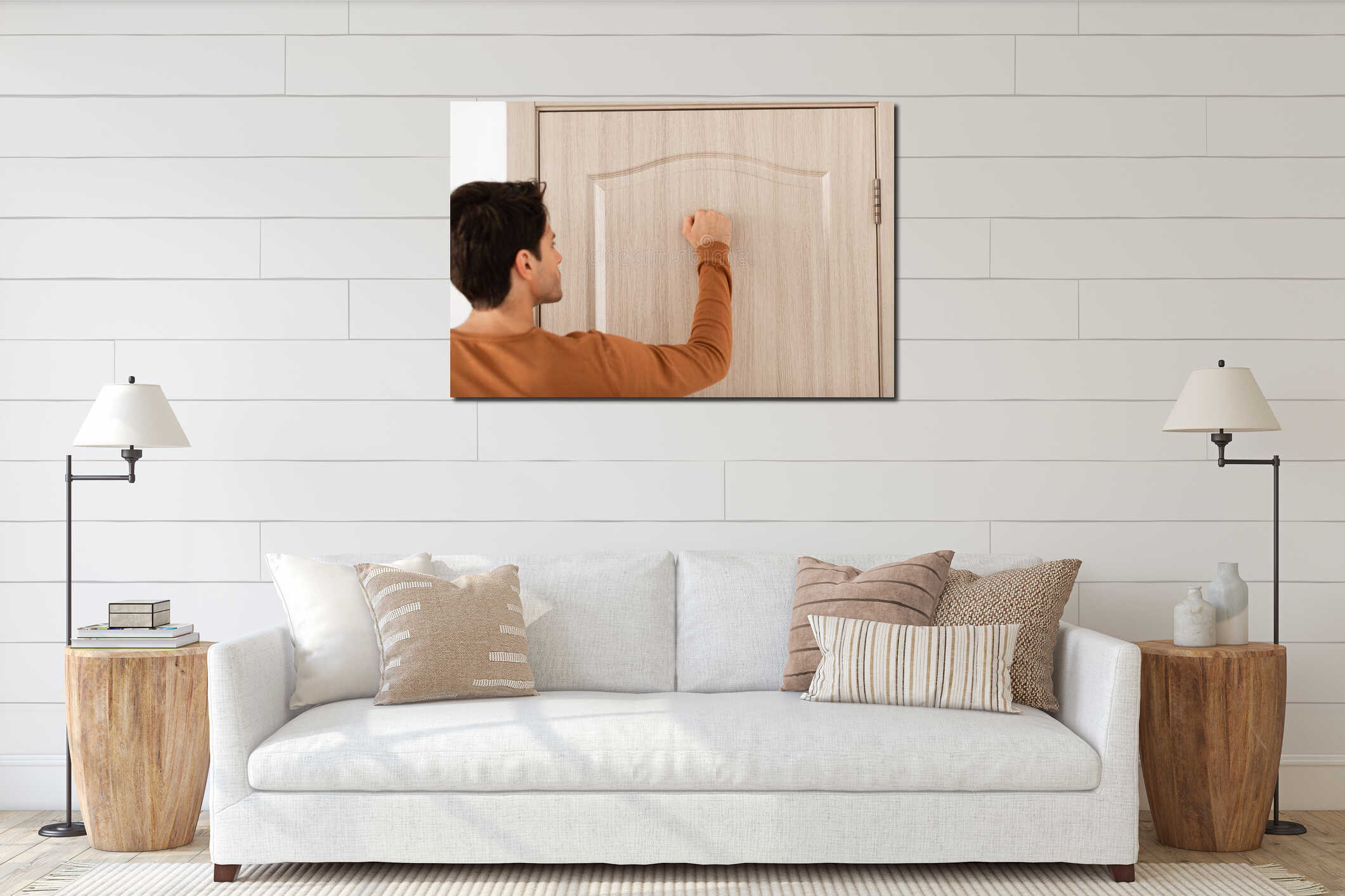 Canvas hanging interior mockup