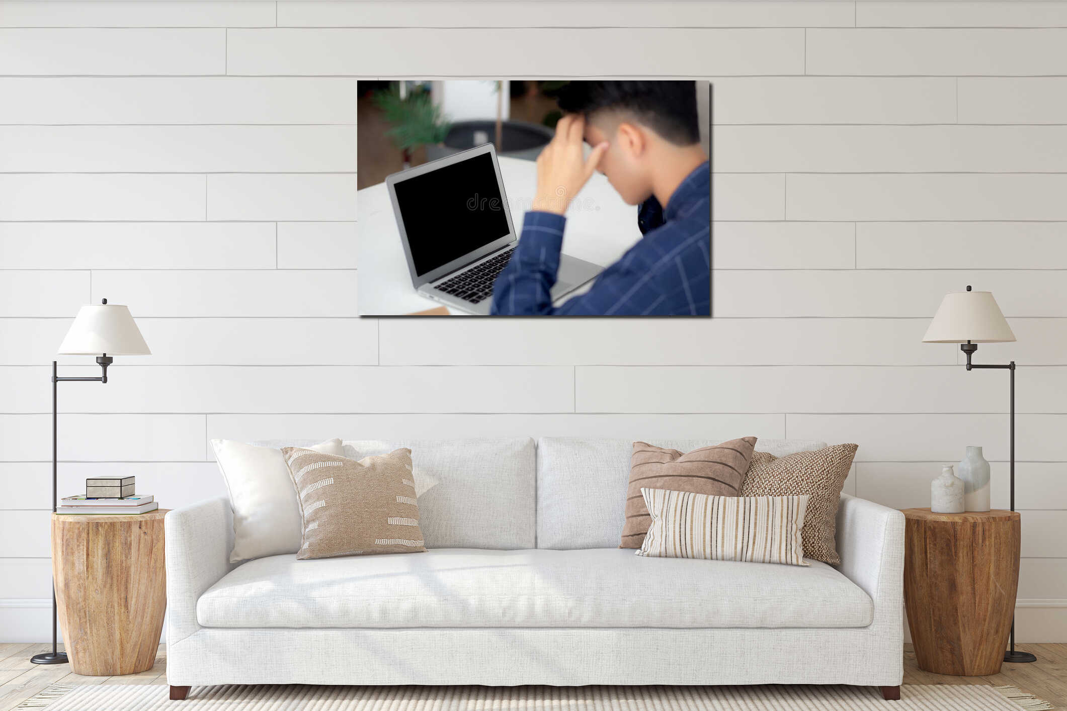 Canvas hanging interior mockup
