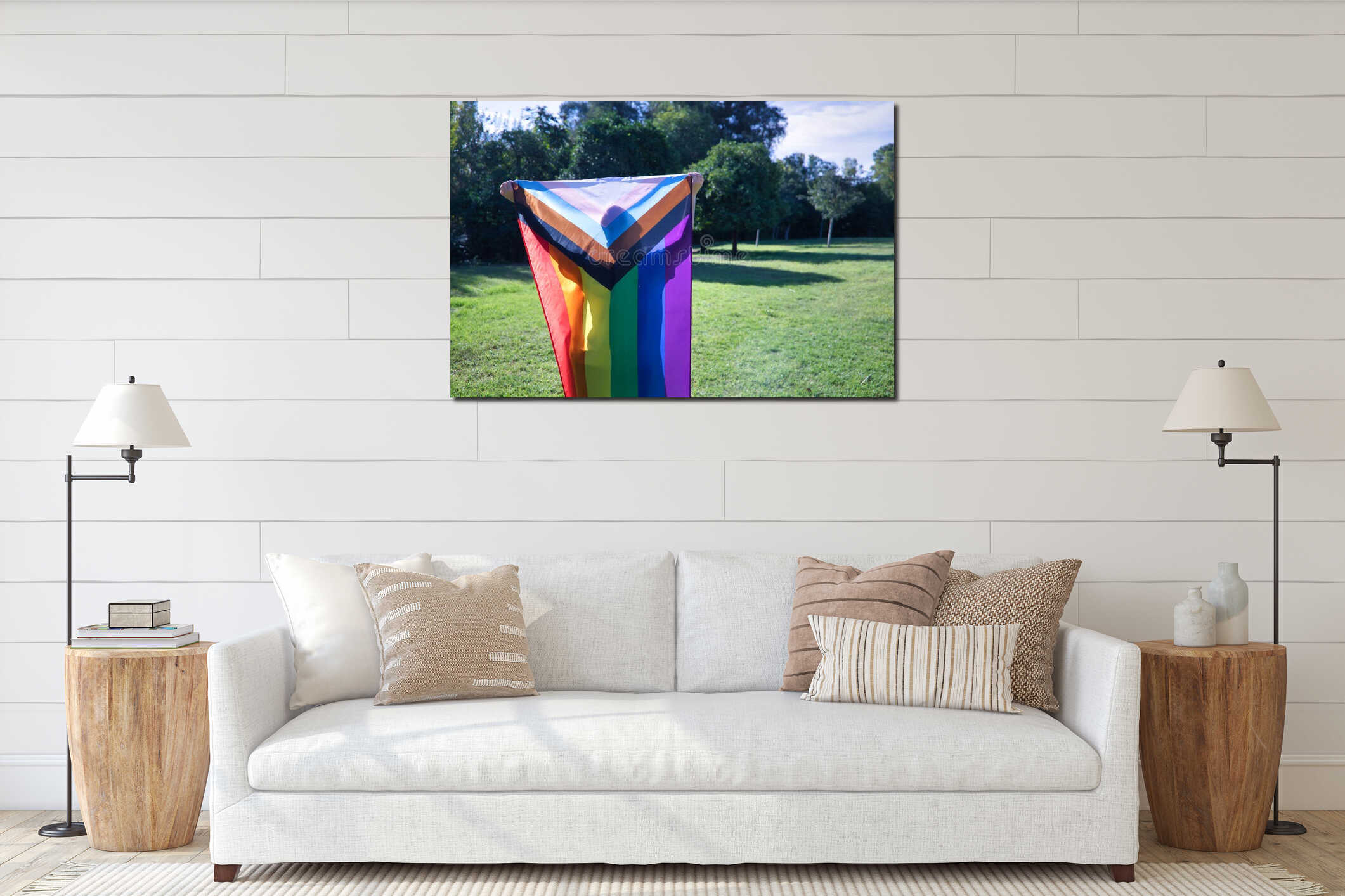 Canvas hanging interior mockup