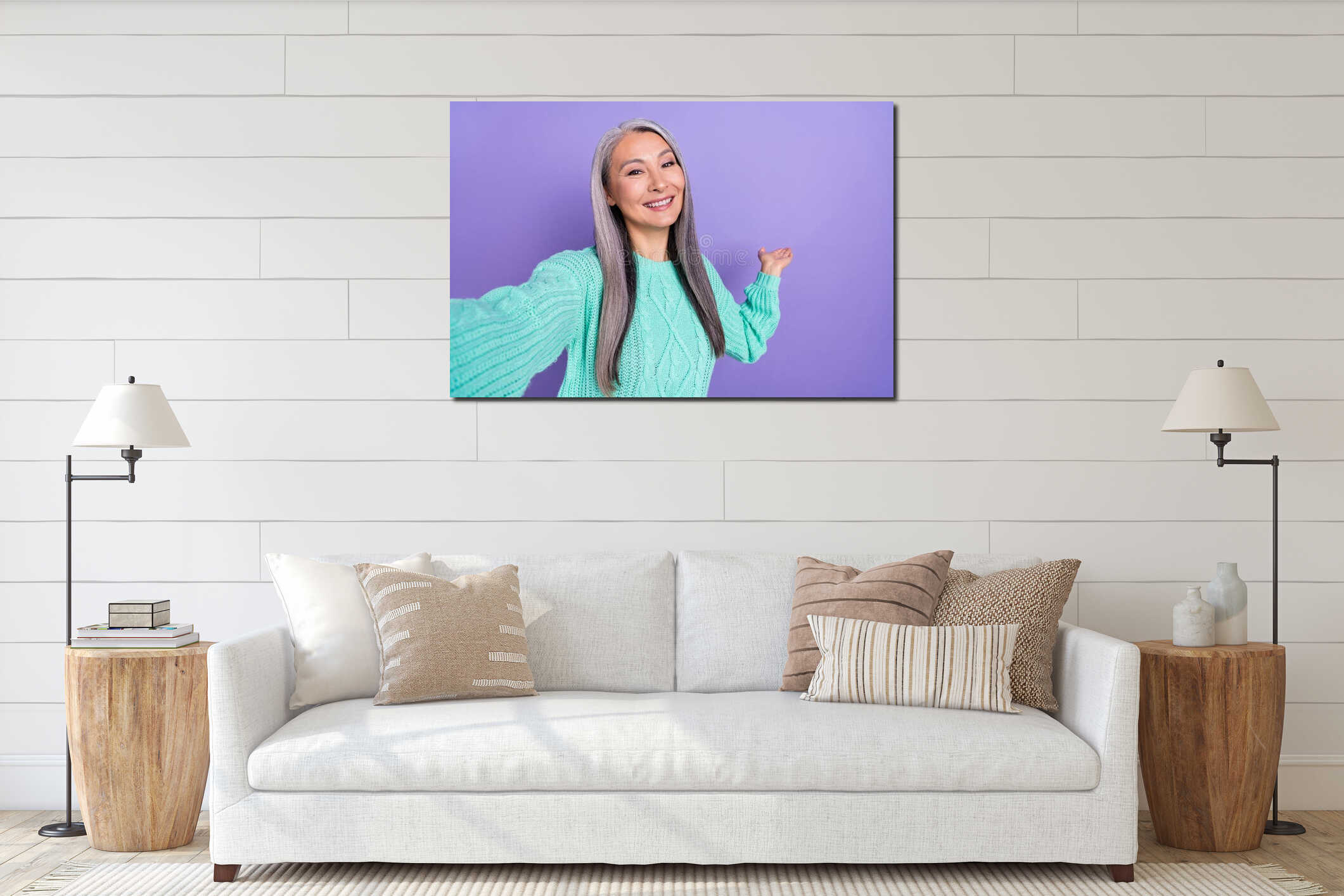 Canvas hanging interior mockup