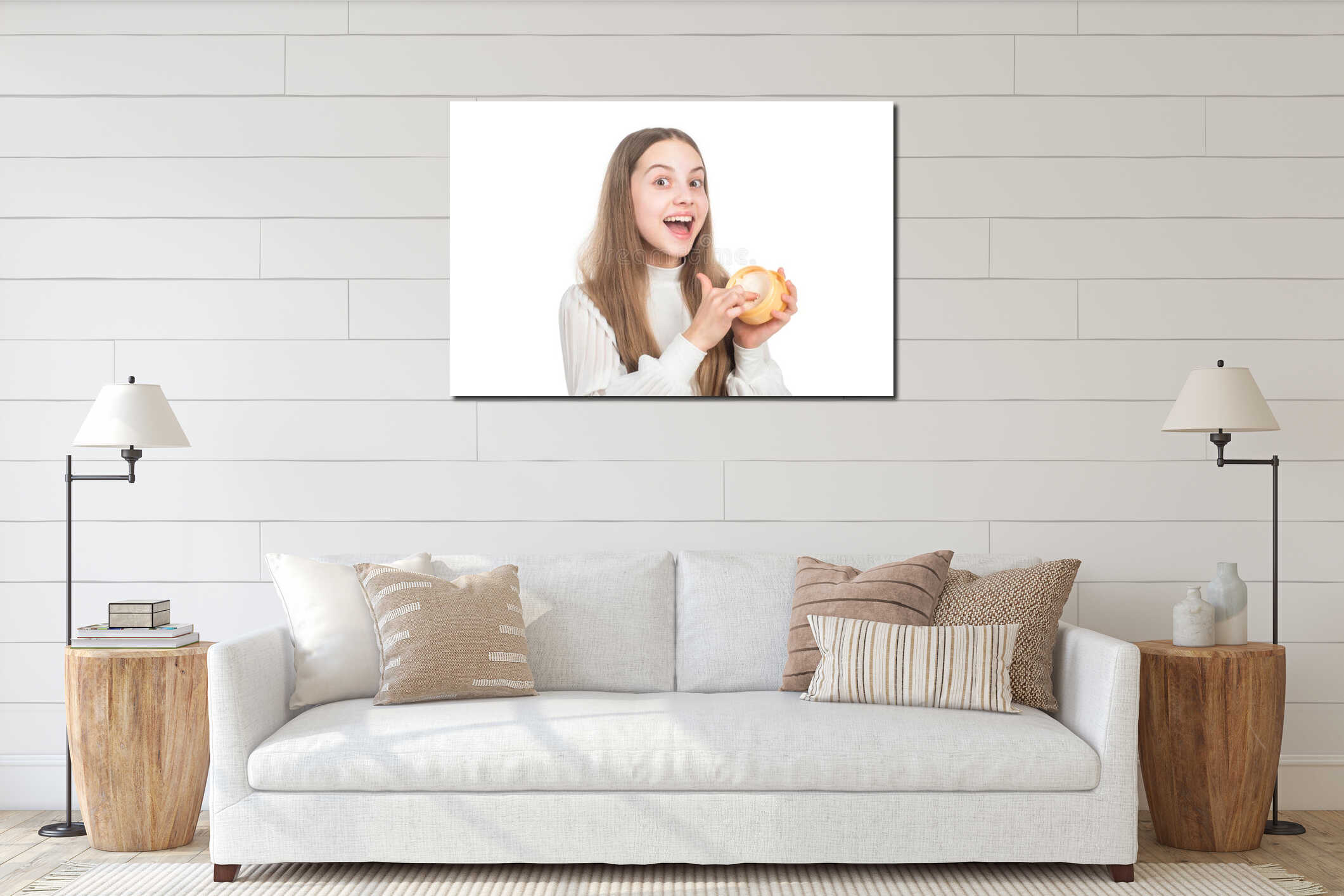 Canvas hanging interior mockup
