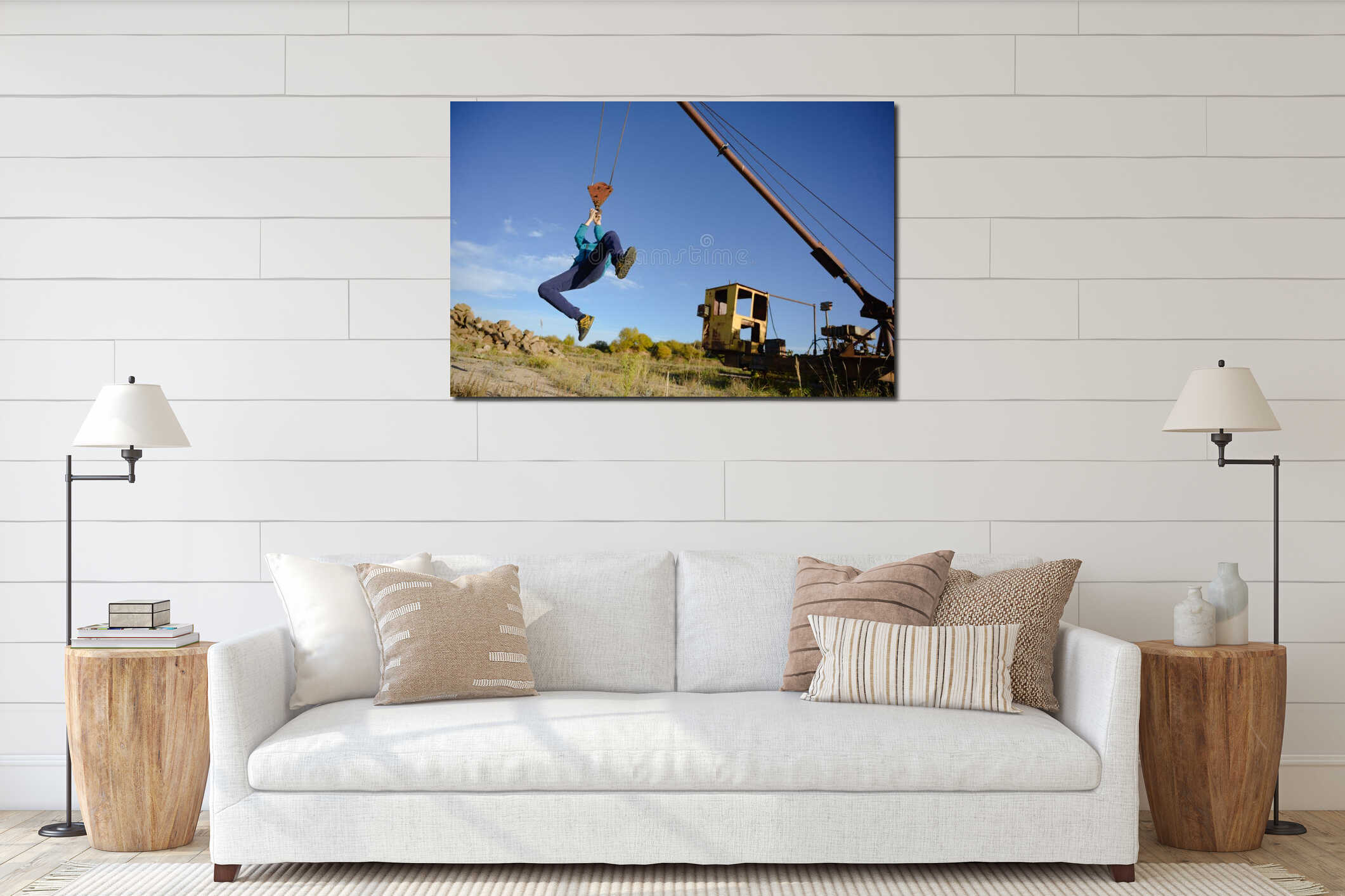 Canvas hanging interior mockup