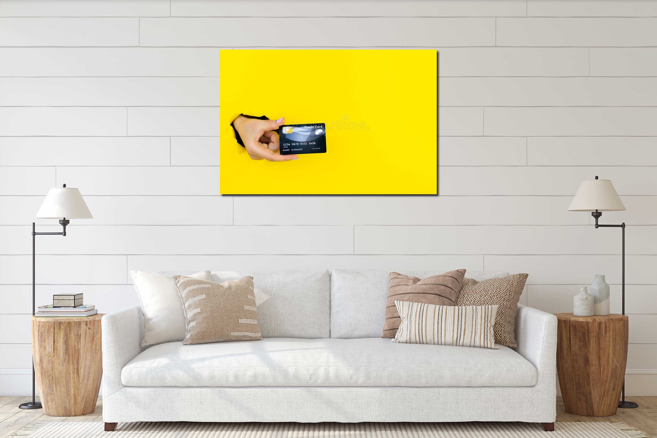 Canvas hanging interior mockup