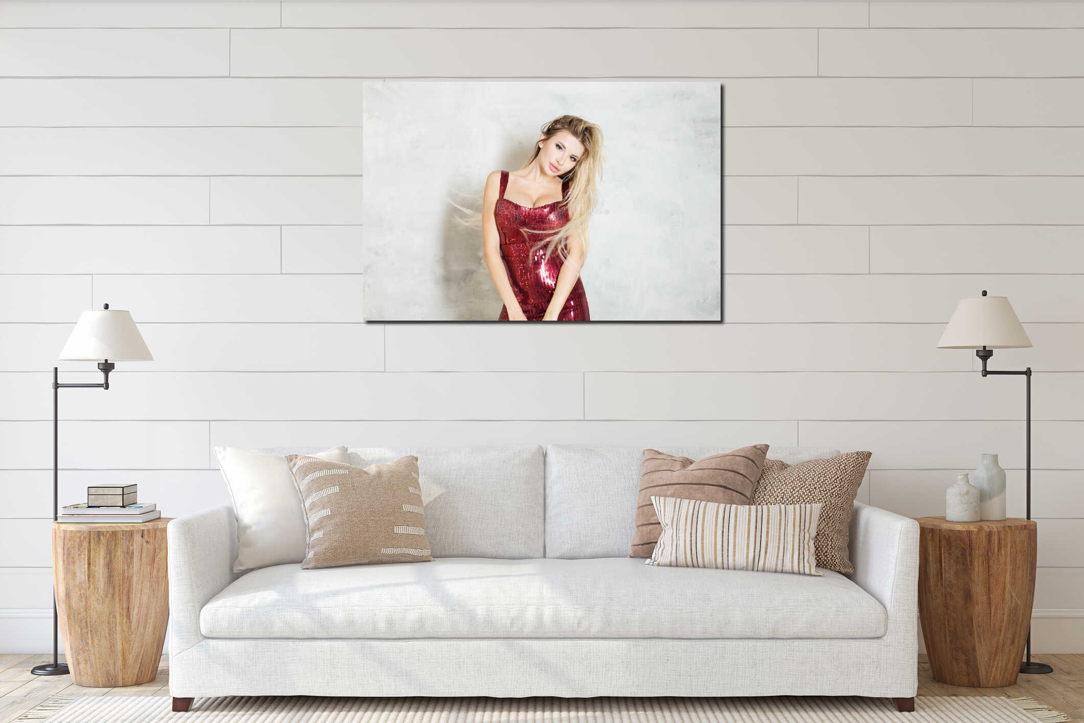 Canvas hanging interior mockup