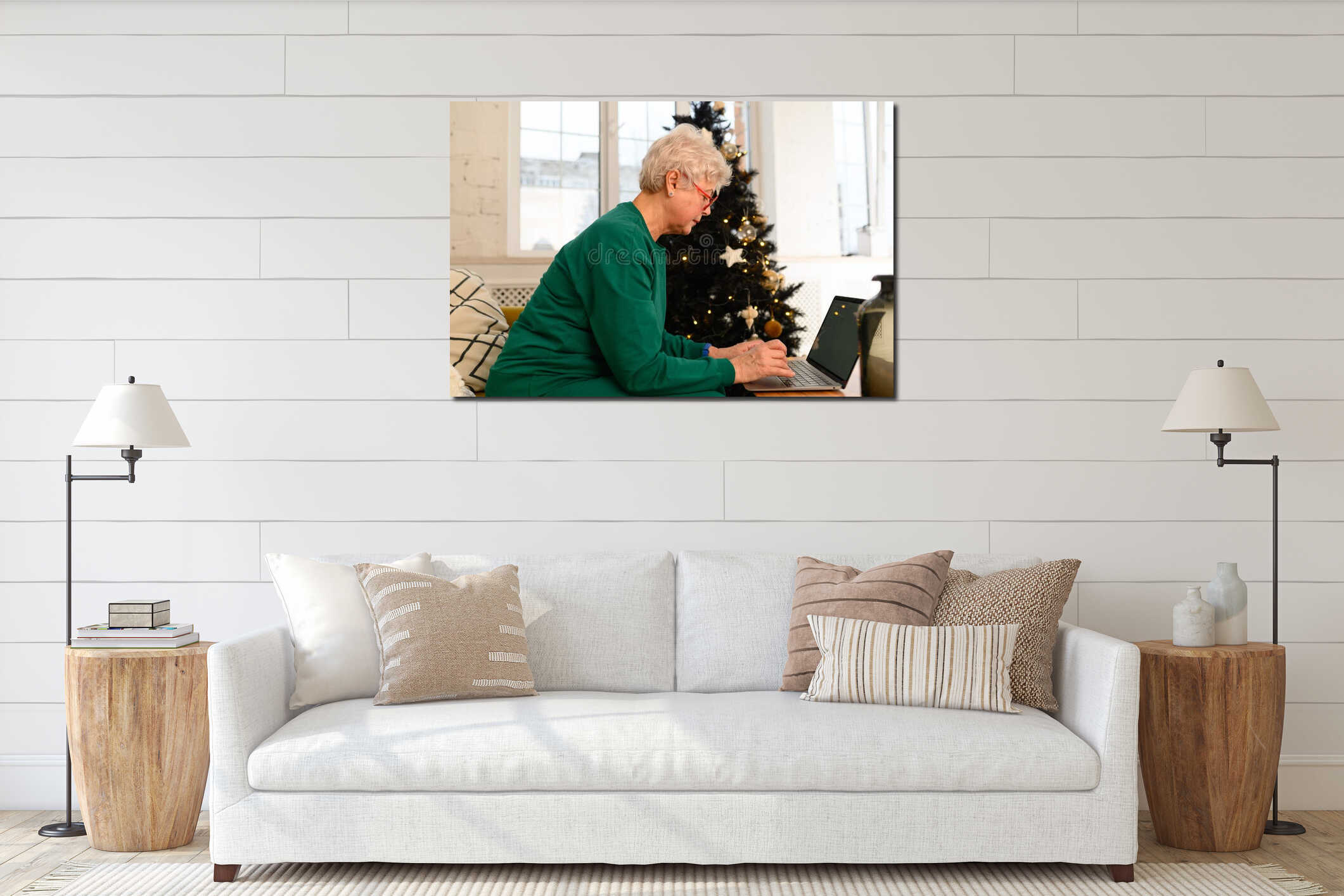 Canvas hanging interior mockup