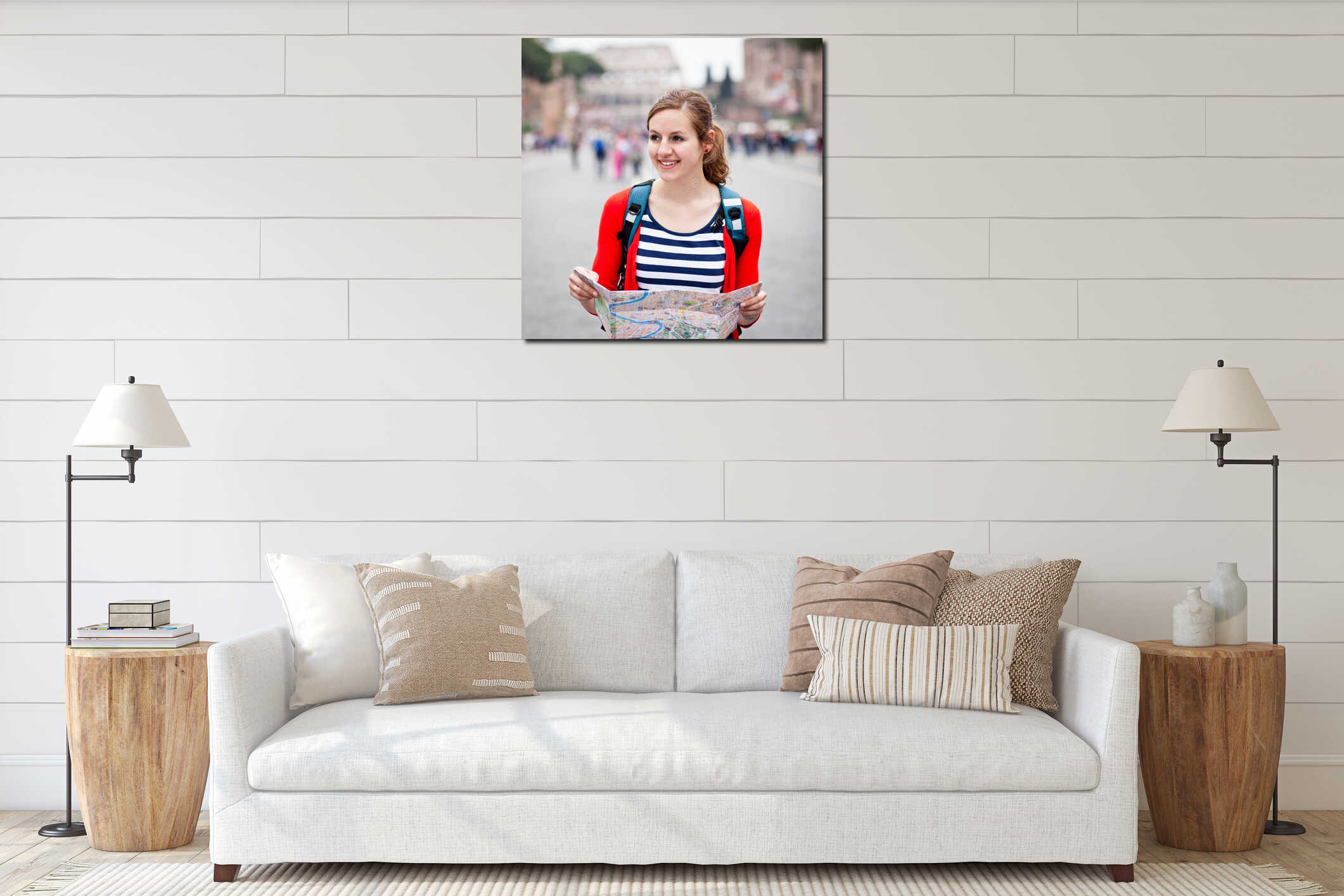 Canvas hanging interior mockup